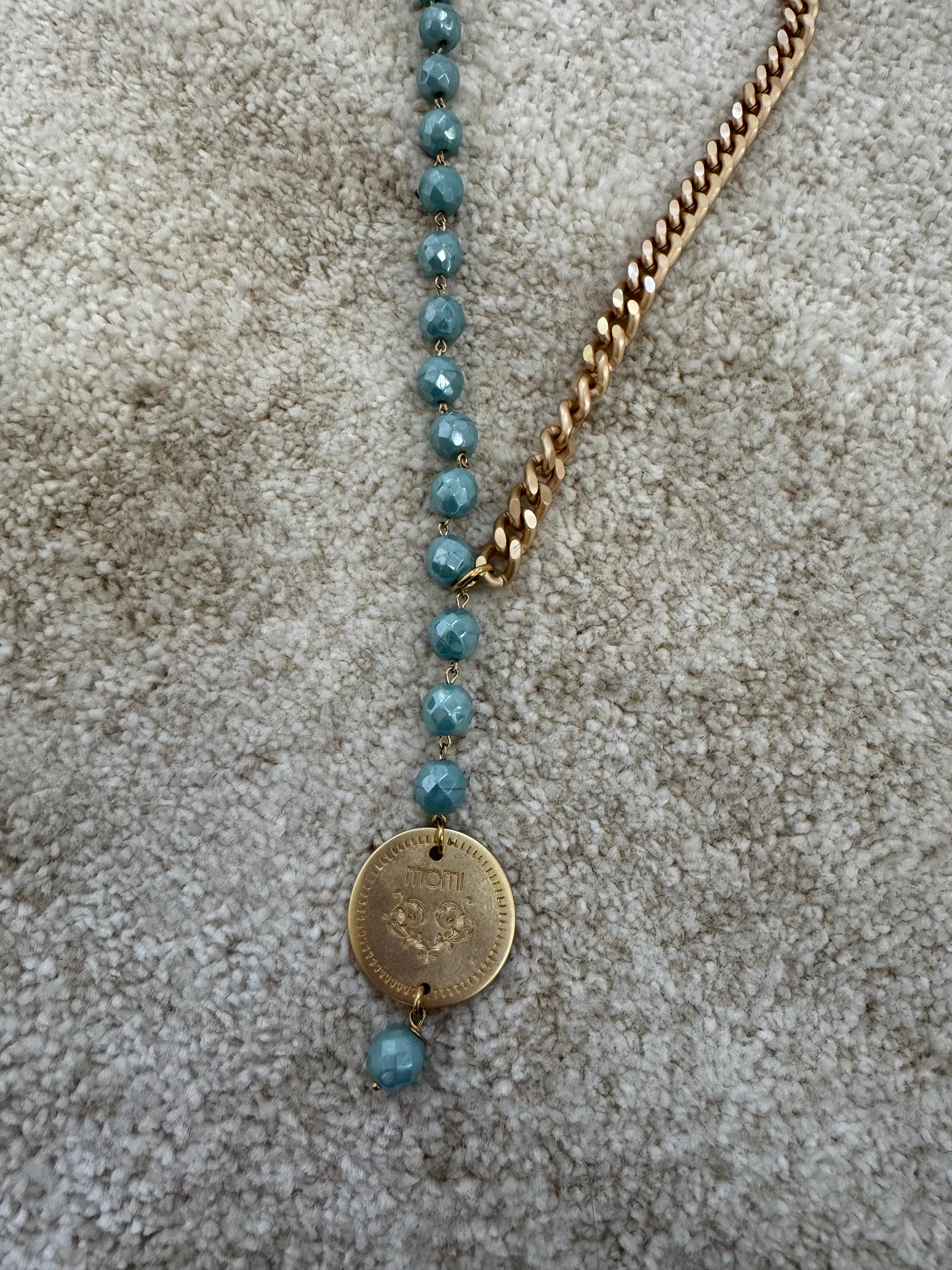 Collana Momi FRANCESCA LUNGA - catena ORO - ciondolo MEDAGLIA TONDO