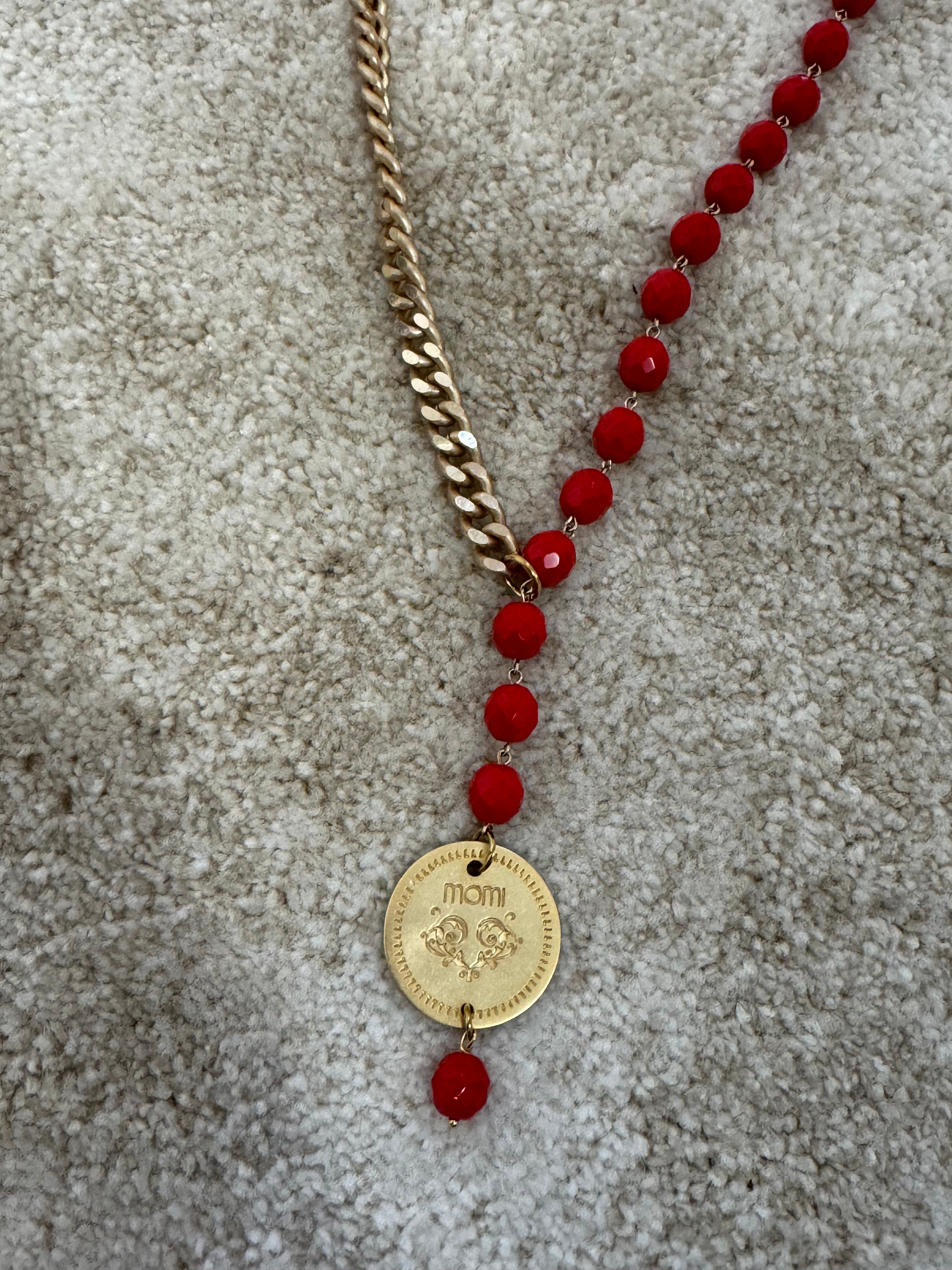 Collana Momi FRANCESCA LUNGA - catena ORO - ciondolo MEDAGLIA TONDO