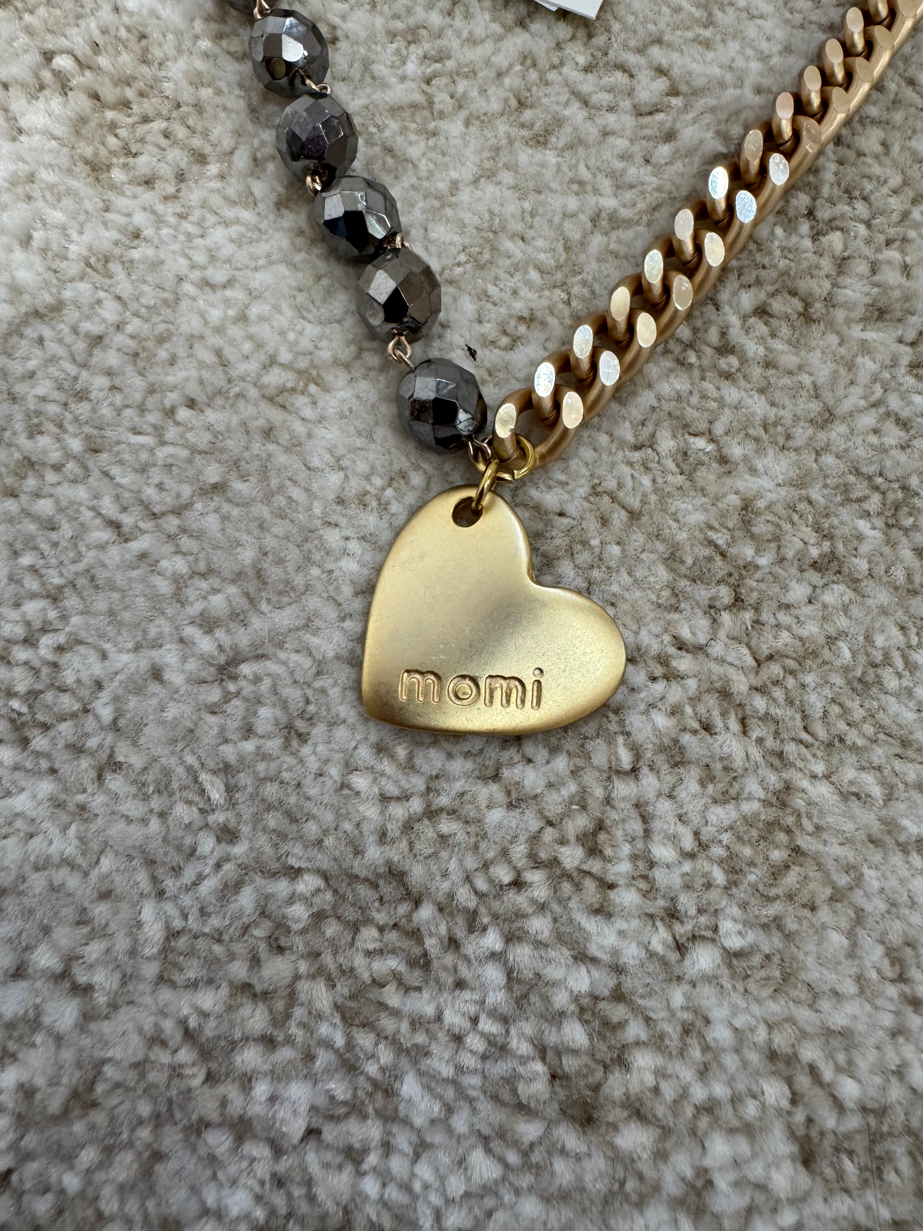 COLLANA CORTA / BRACCIALE DOPPIO GIRO Momi FRANCESCA- catena ORO - ciondolo CUORE