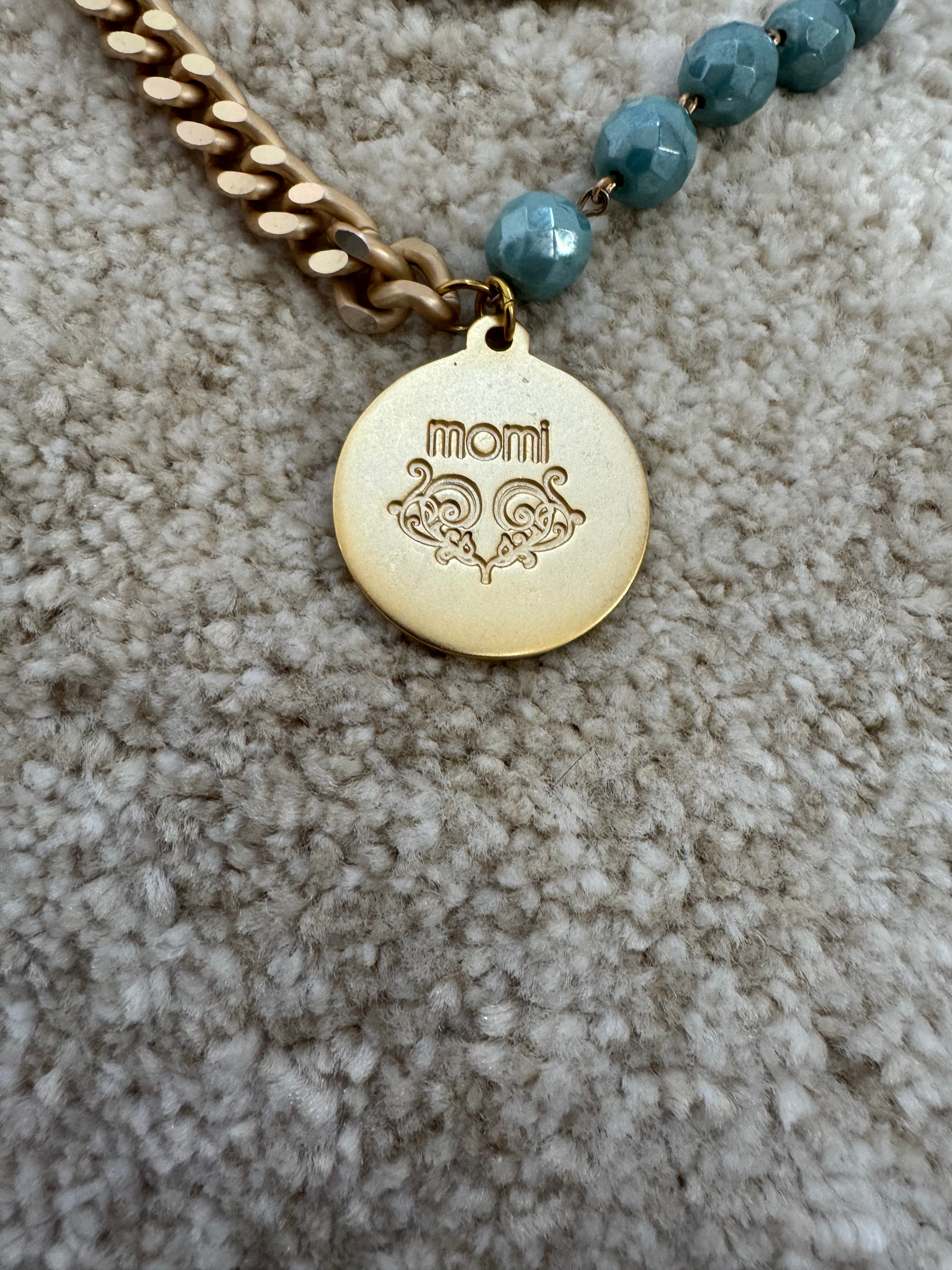 COLLANA CORTA / BRACCIALE DOPPIO GIRO Momi FRANCESCA- catena ORO - ciondolo MEDAGLIA TONDO