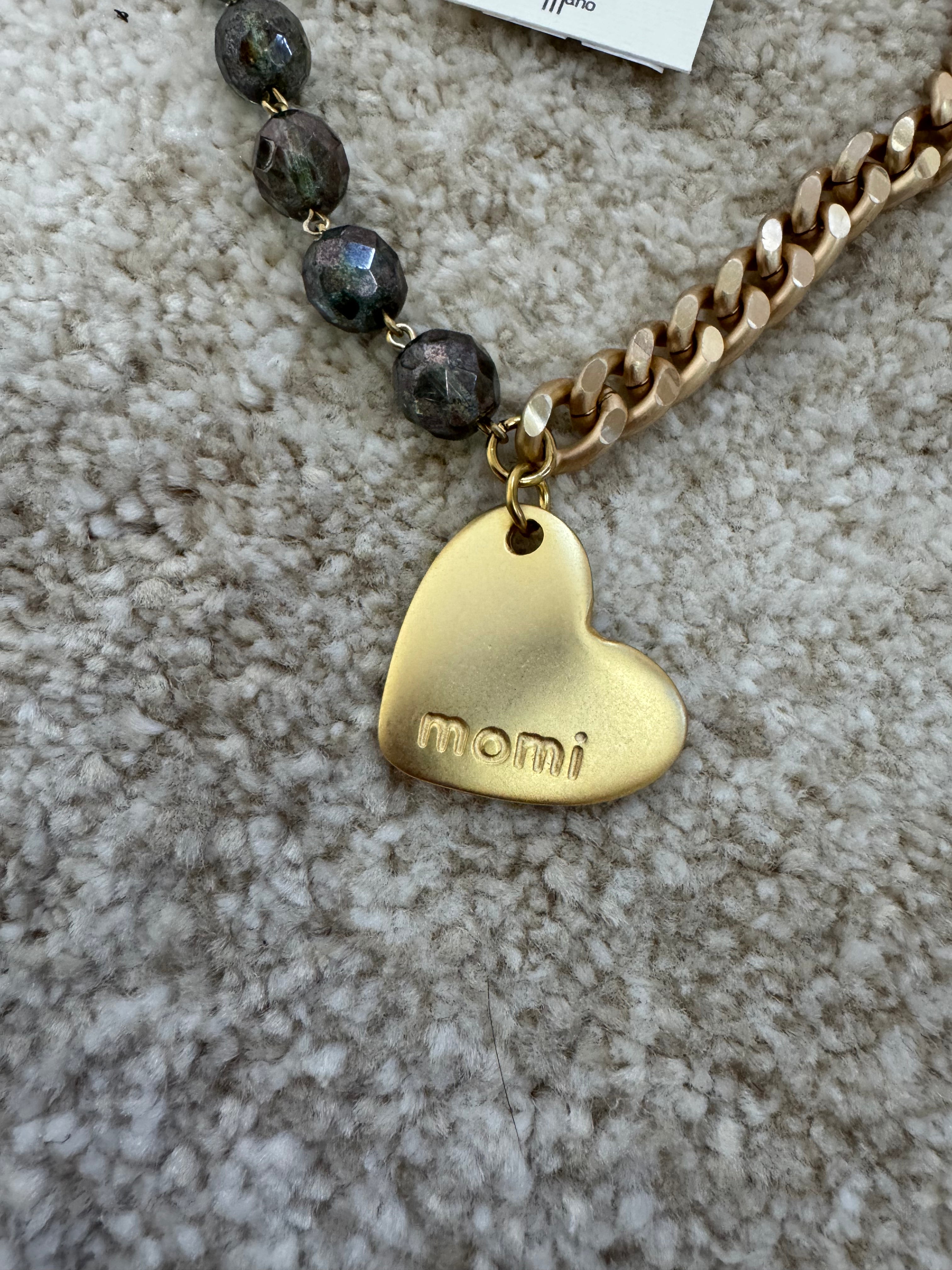 COLLANA CORTA / BRACCIALE DOPPIO GIRO Momi FRANCESCA- catena ORO - ciondolo CUORE