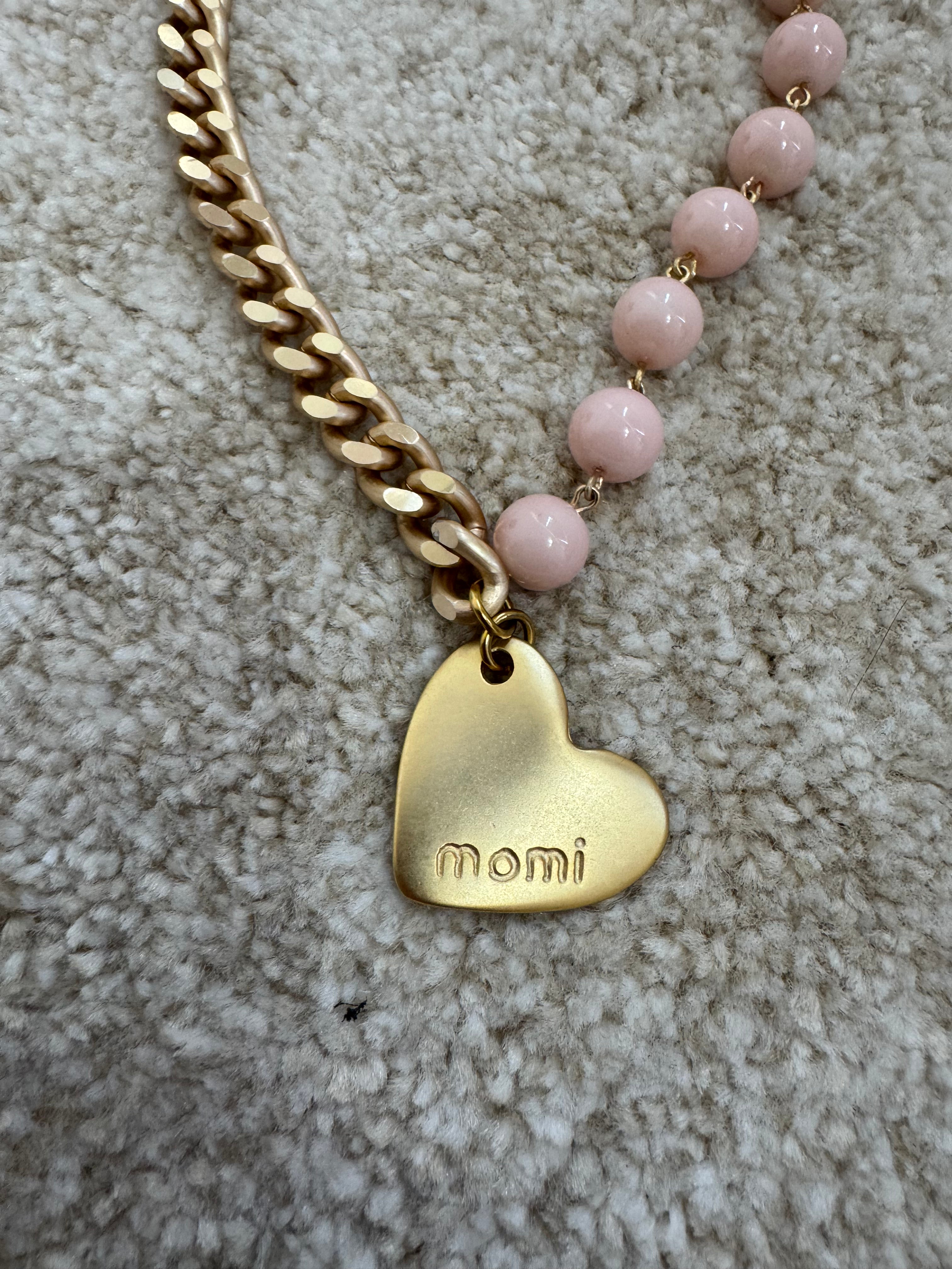 COLLANA CORTA / BRACCIALE DOPPIO GIRO Momi FRANCESCA- catena ORO - ciondolo CUORE