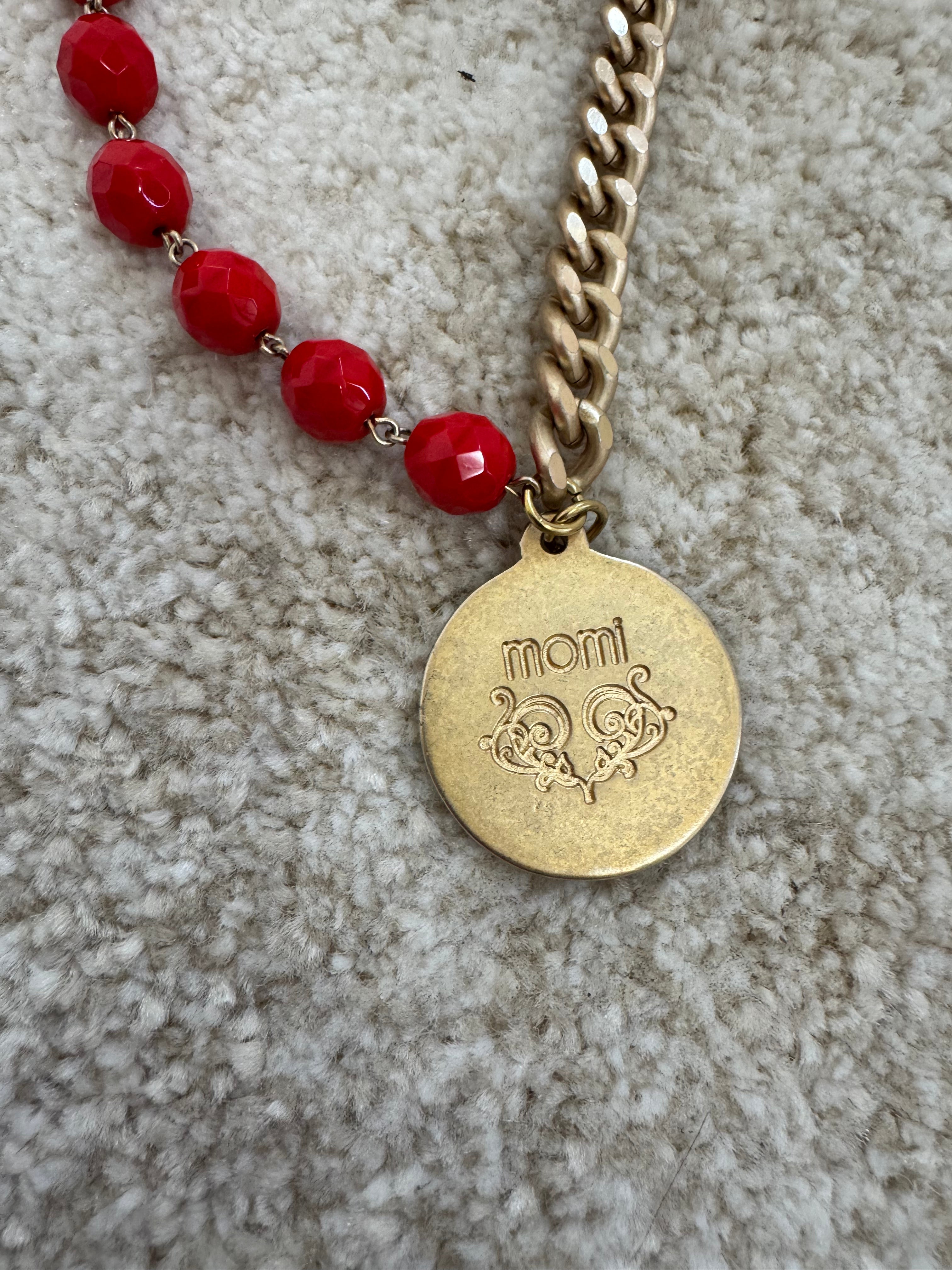 COLLANA CORTA / BRACCIALE DOPPIO GIRO Momi FRANCESCA- catena ORO - ciondolo MEDAGLIA TONDO