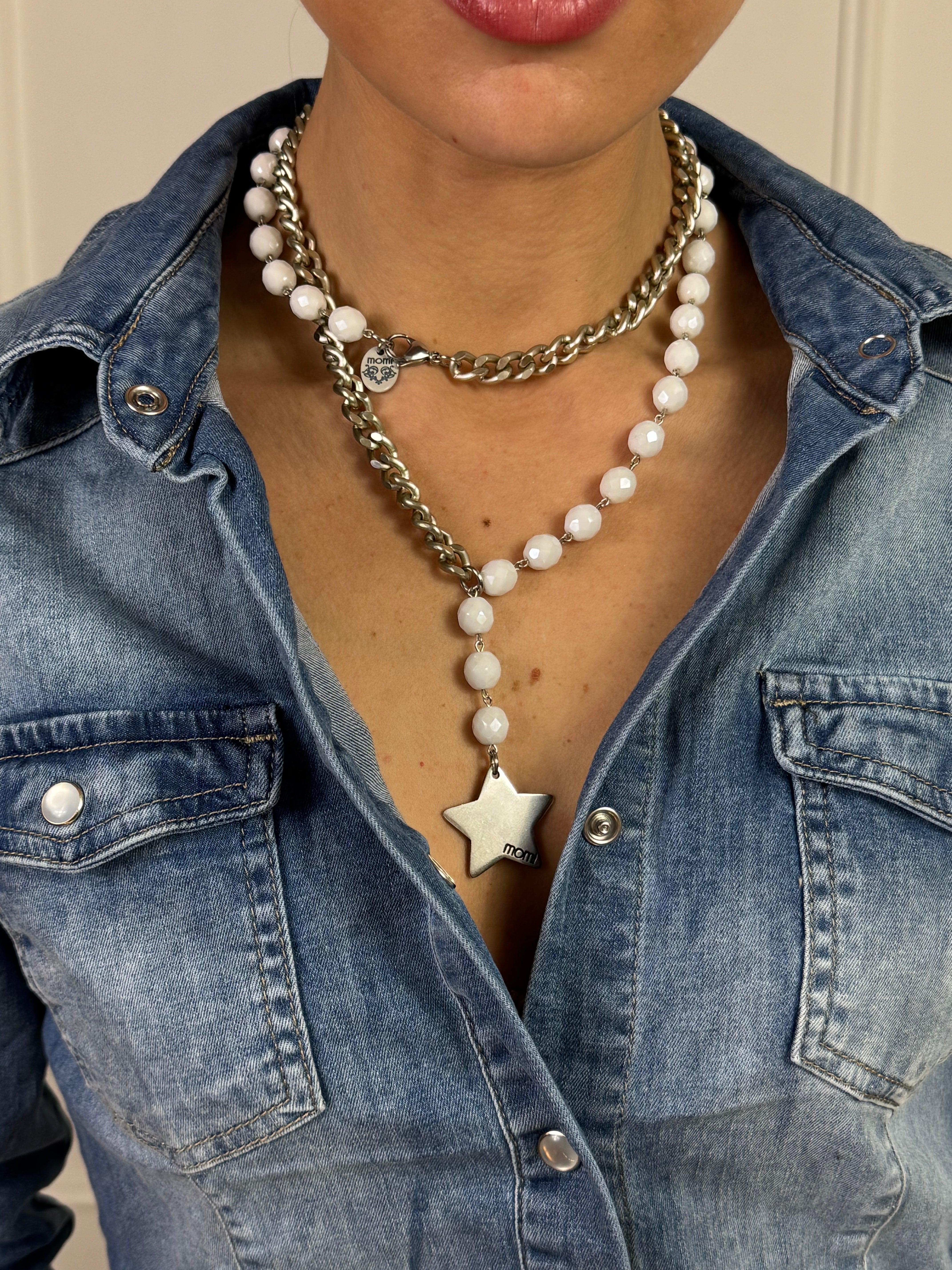 Collana Momi FRANCESCA LUNGA - catena ARGENTO - ciondolo STELLA