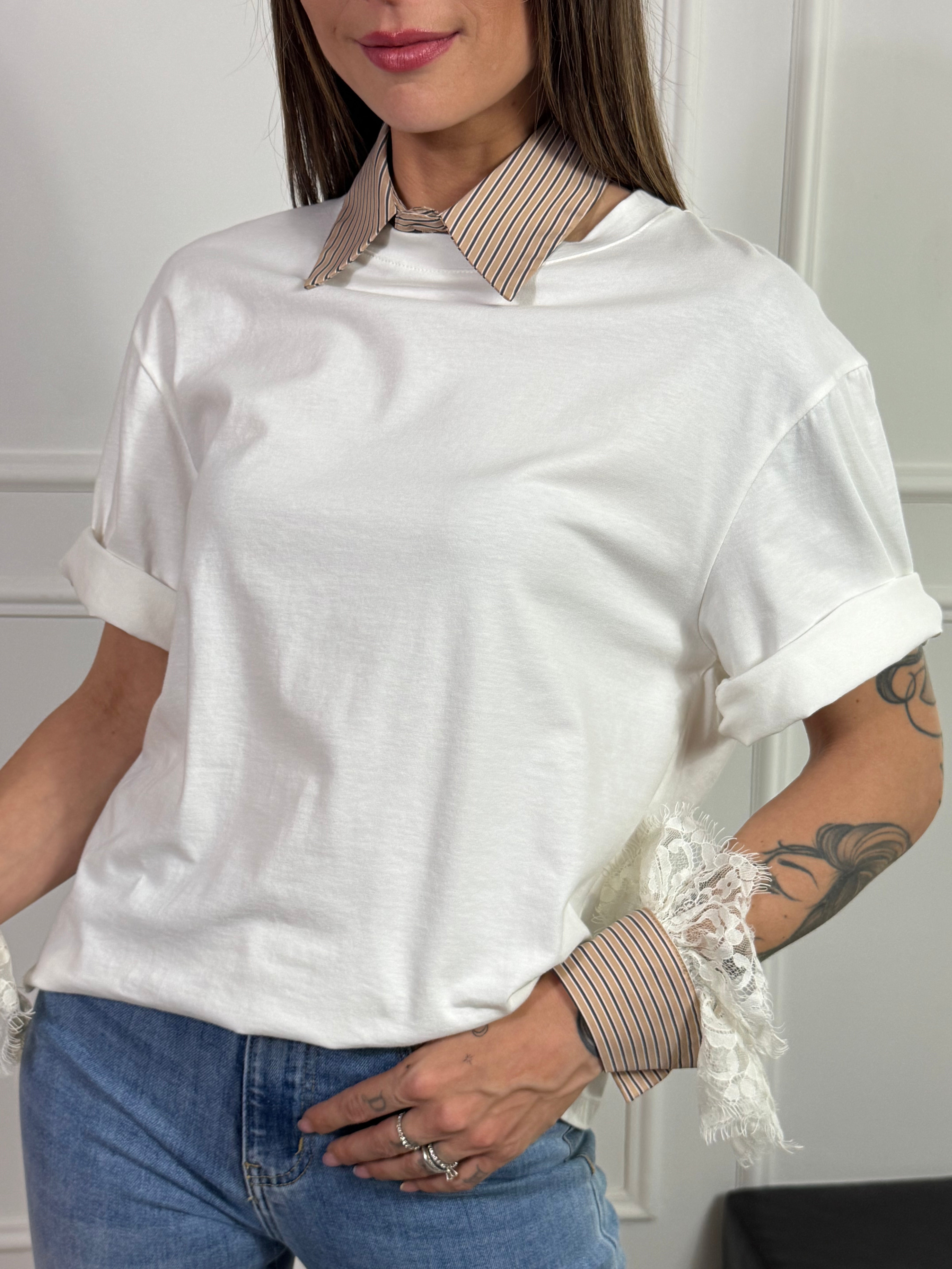 T-shirt manica corta Susy Mix COLLETTO + POLSINI REMOVIBILI