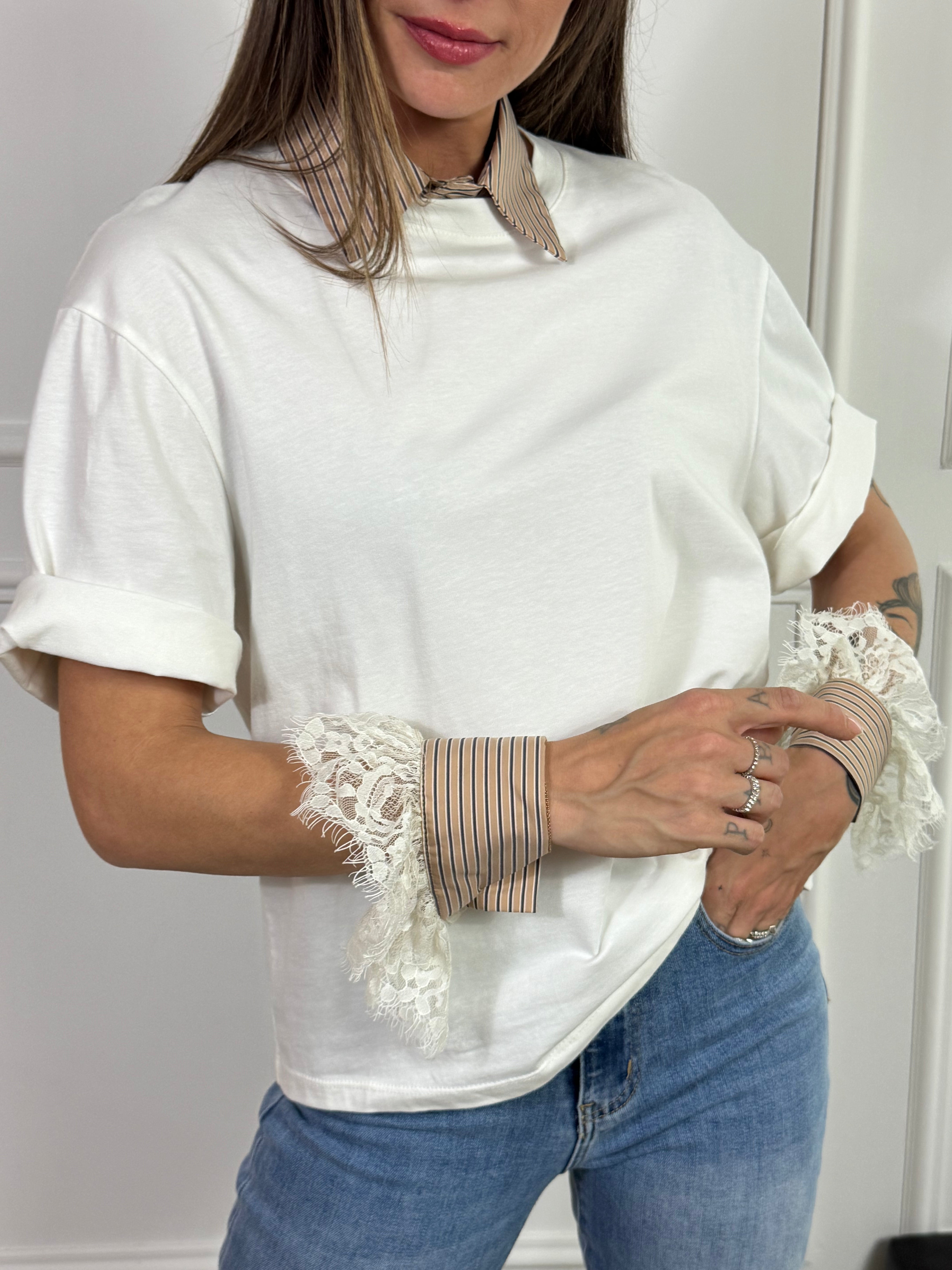 T-shirt manica corta Susy Mix COLLETTO + POLSINI REMOVIBILI