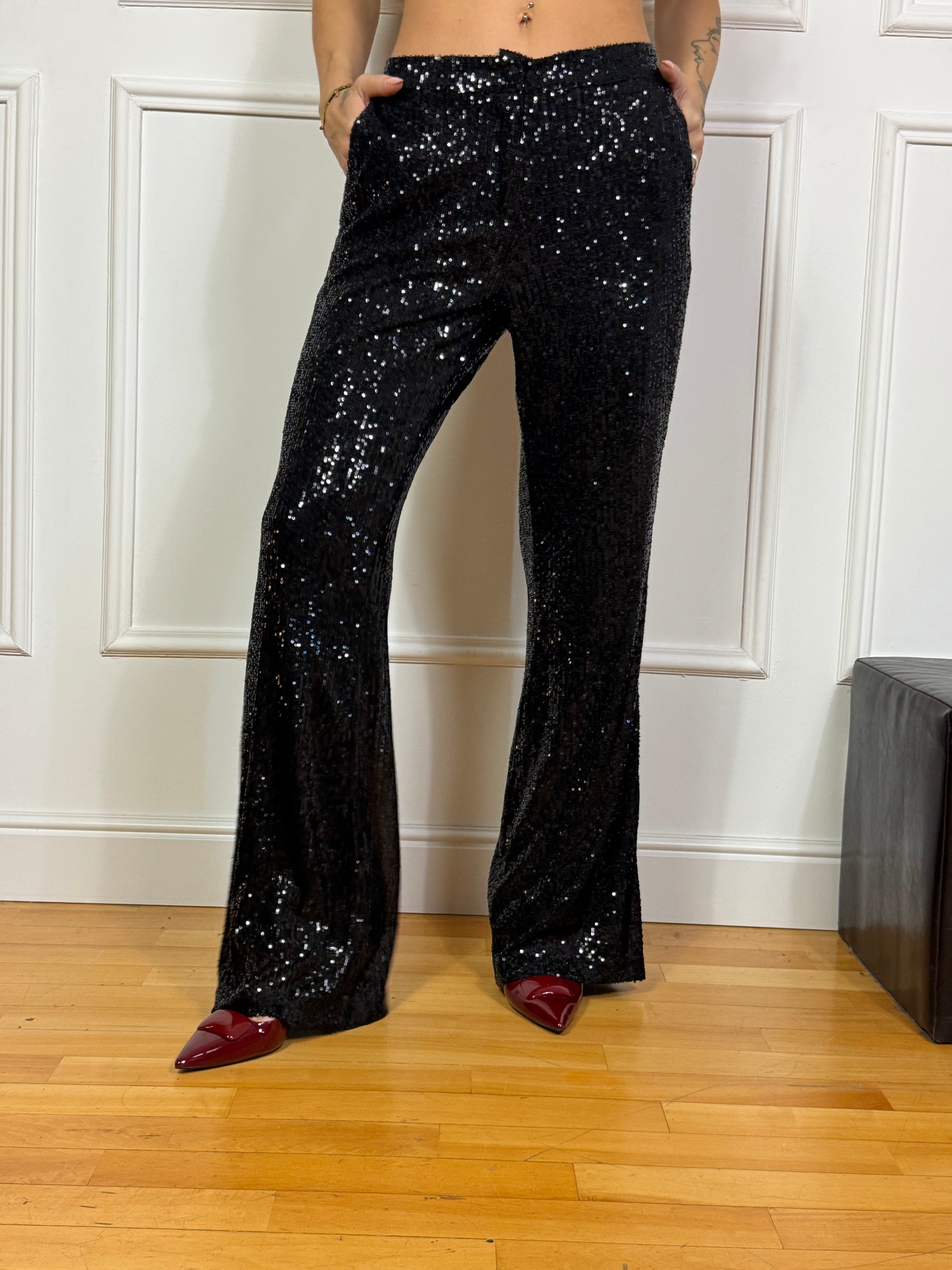 Pantalone a zampa KIKISIX con paillettes