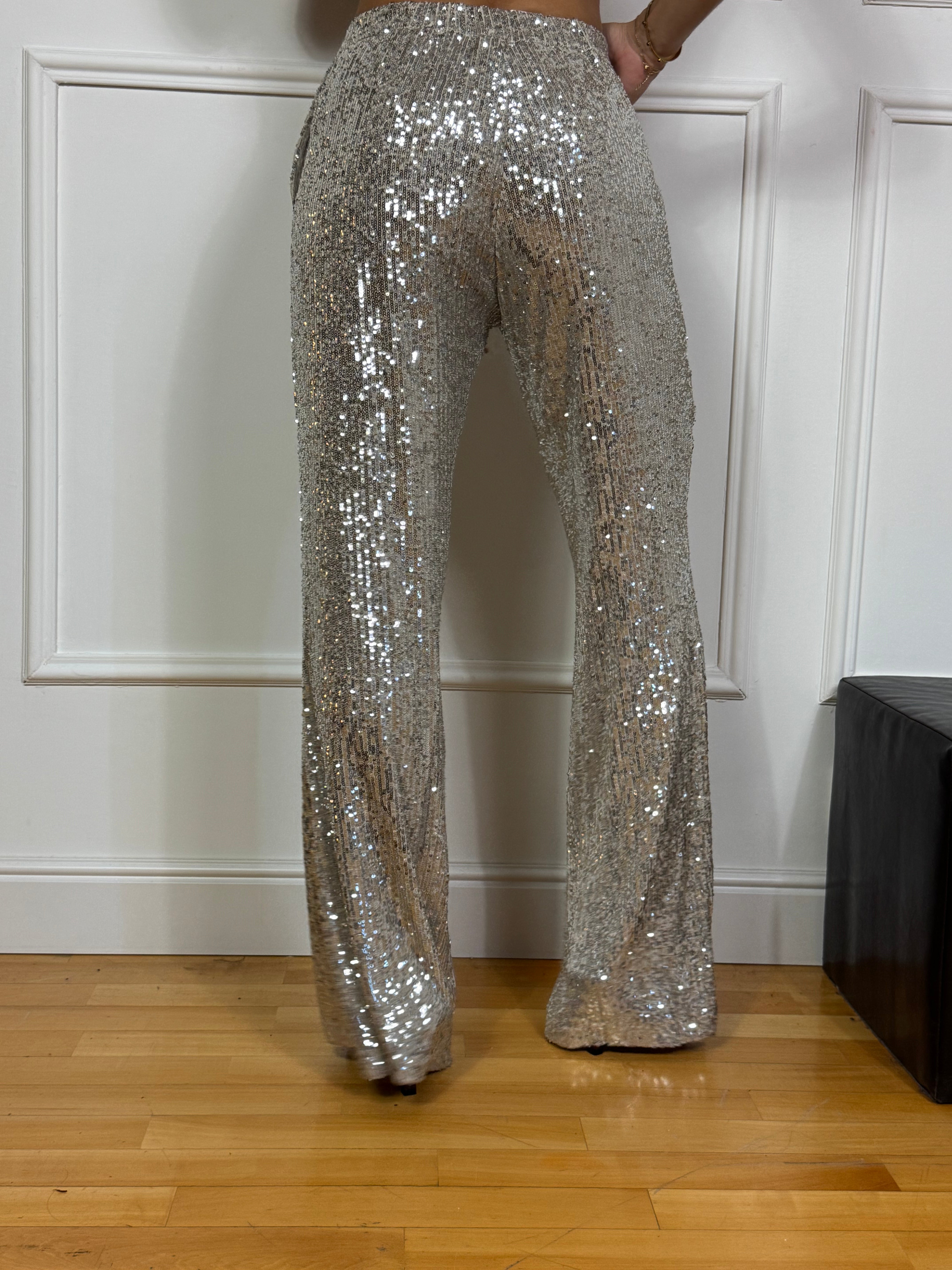 Pantalone a zampa KIKISIX con paillettes