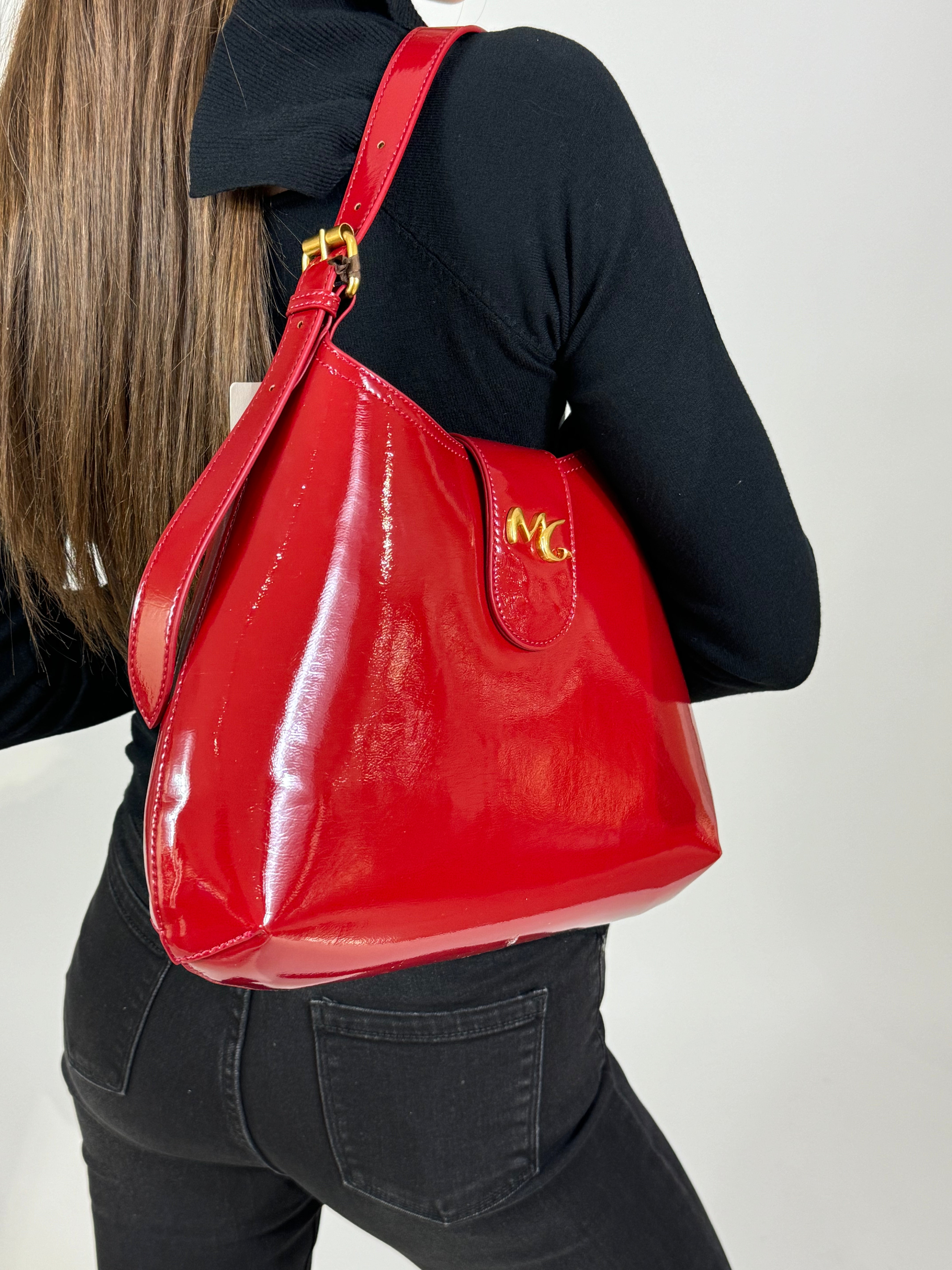 Borsa Manila Grace A SPALLA - TEXTURE VERNICE