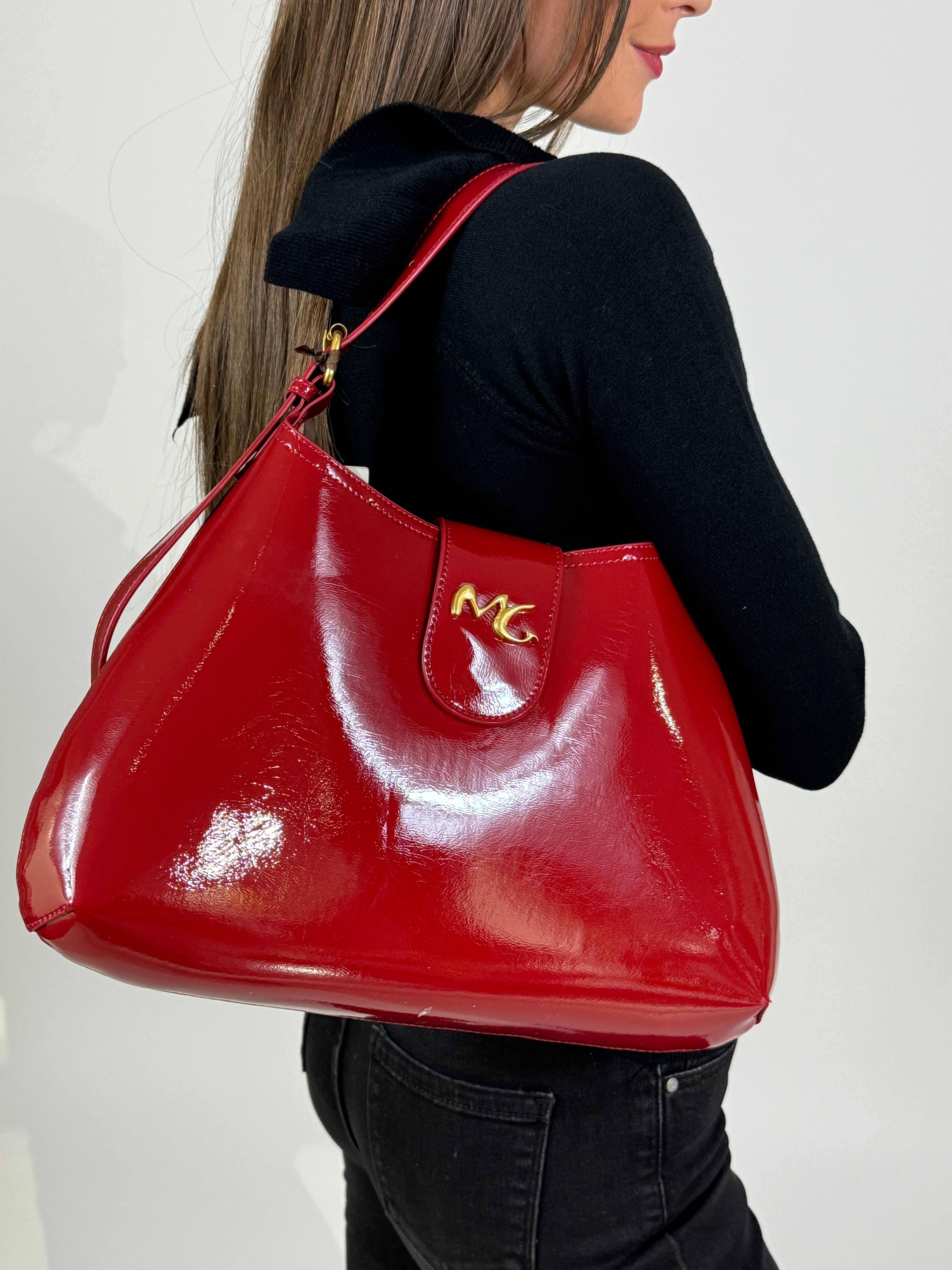 Borsa Manila Grace A SPALLA - TEXTURE VERNICE