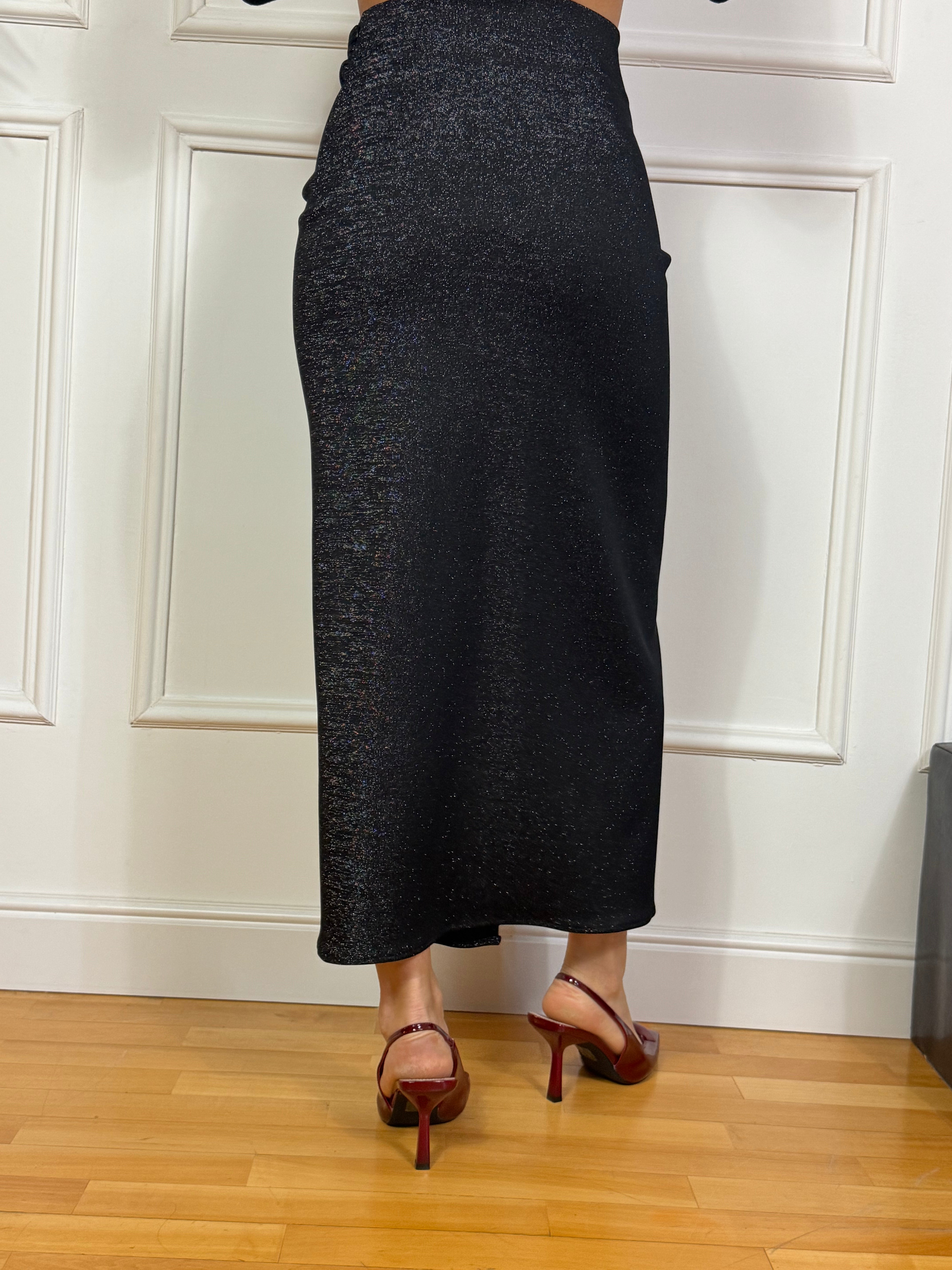 Gonna tubino Have One lurex con nodo davanti e spacco