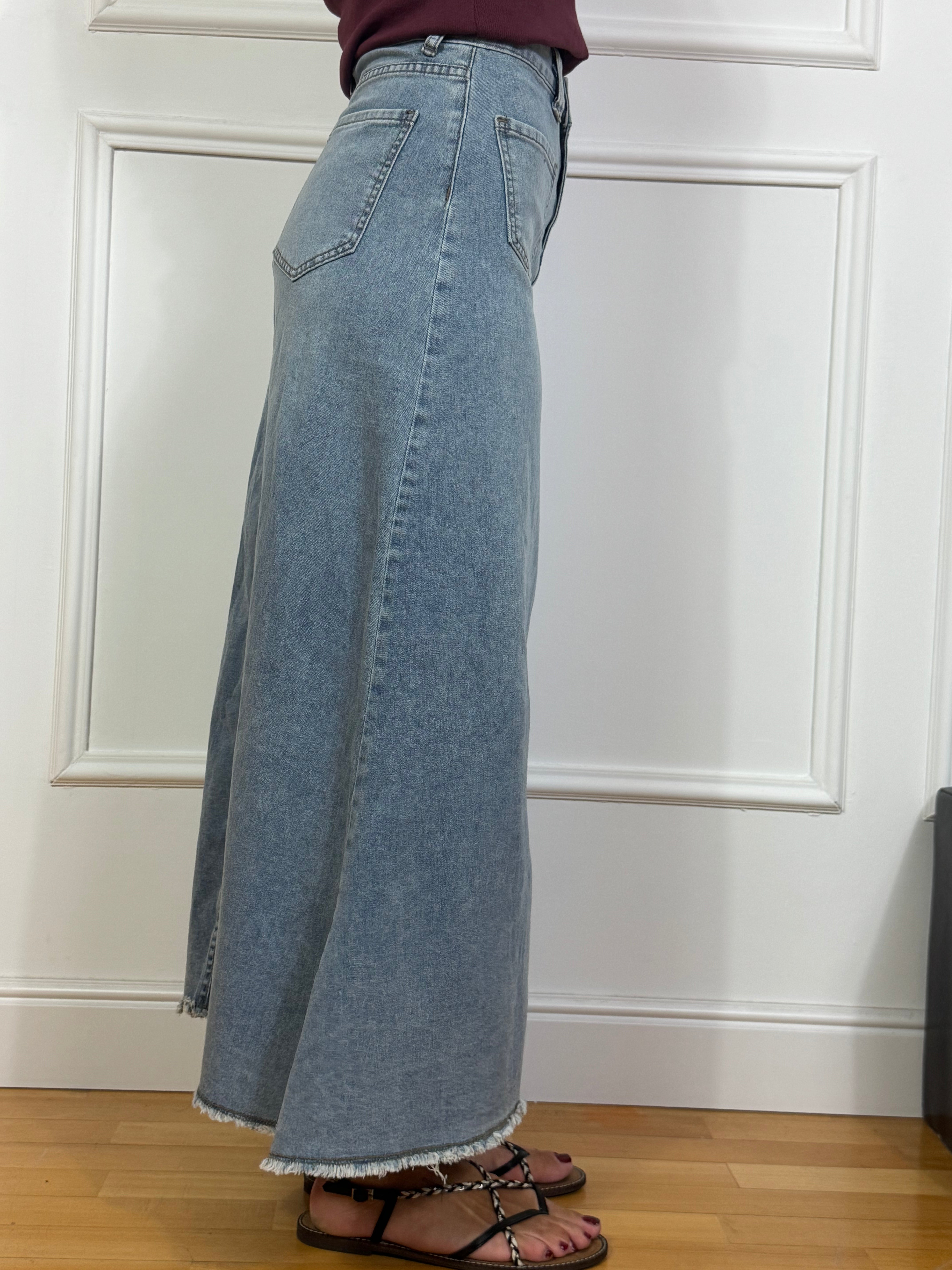 Gonna lunga svasata in jeans Victoria ILMH