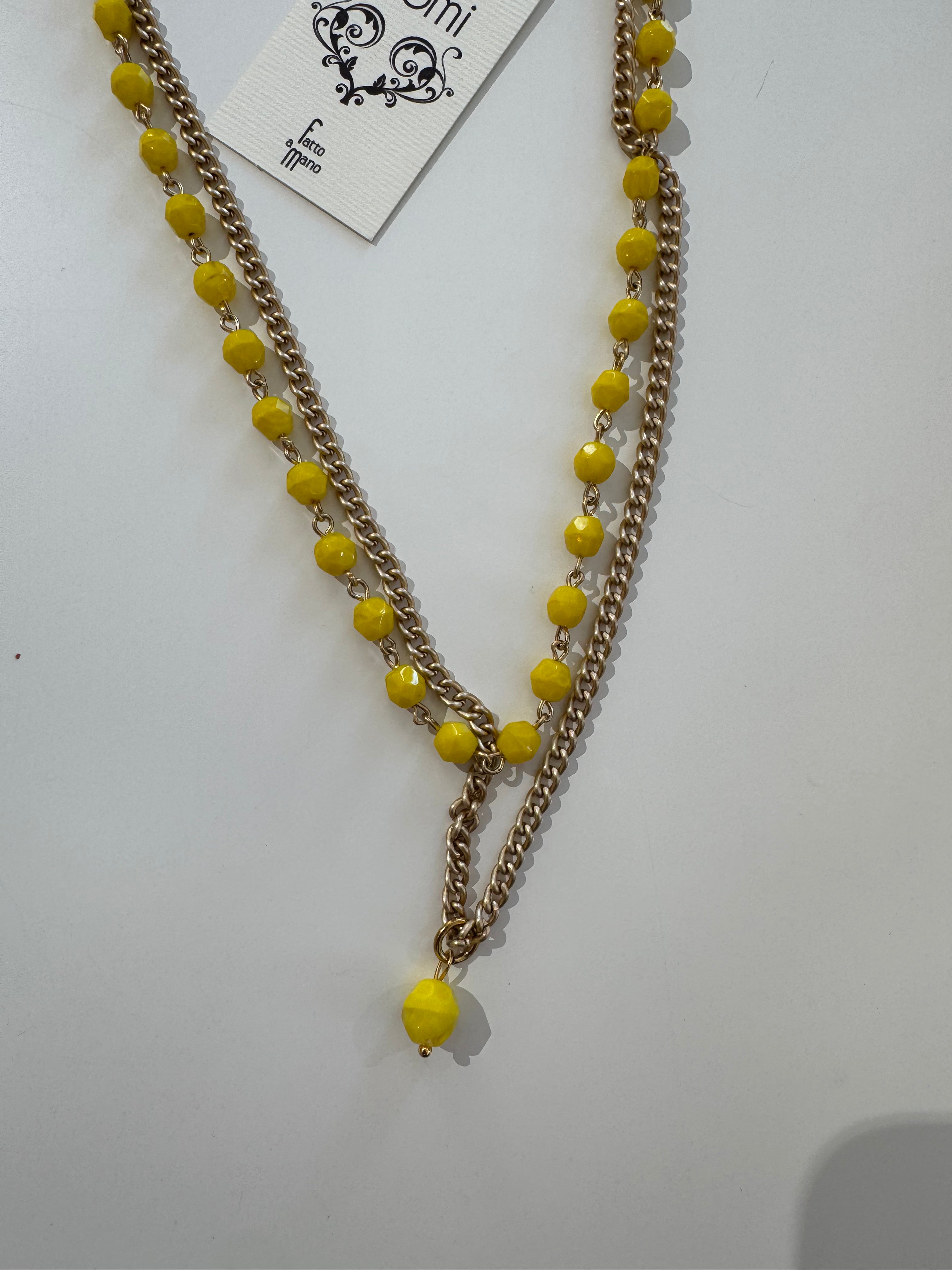 Collana Momi modello Giada - doppia catenina CRISTALLI + CATENINA ORO