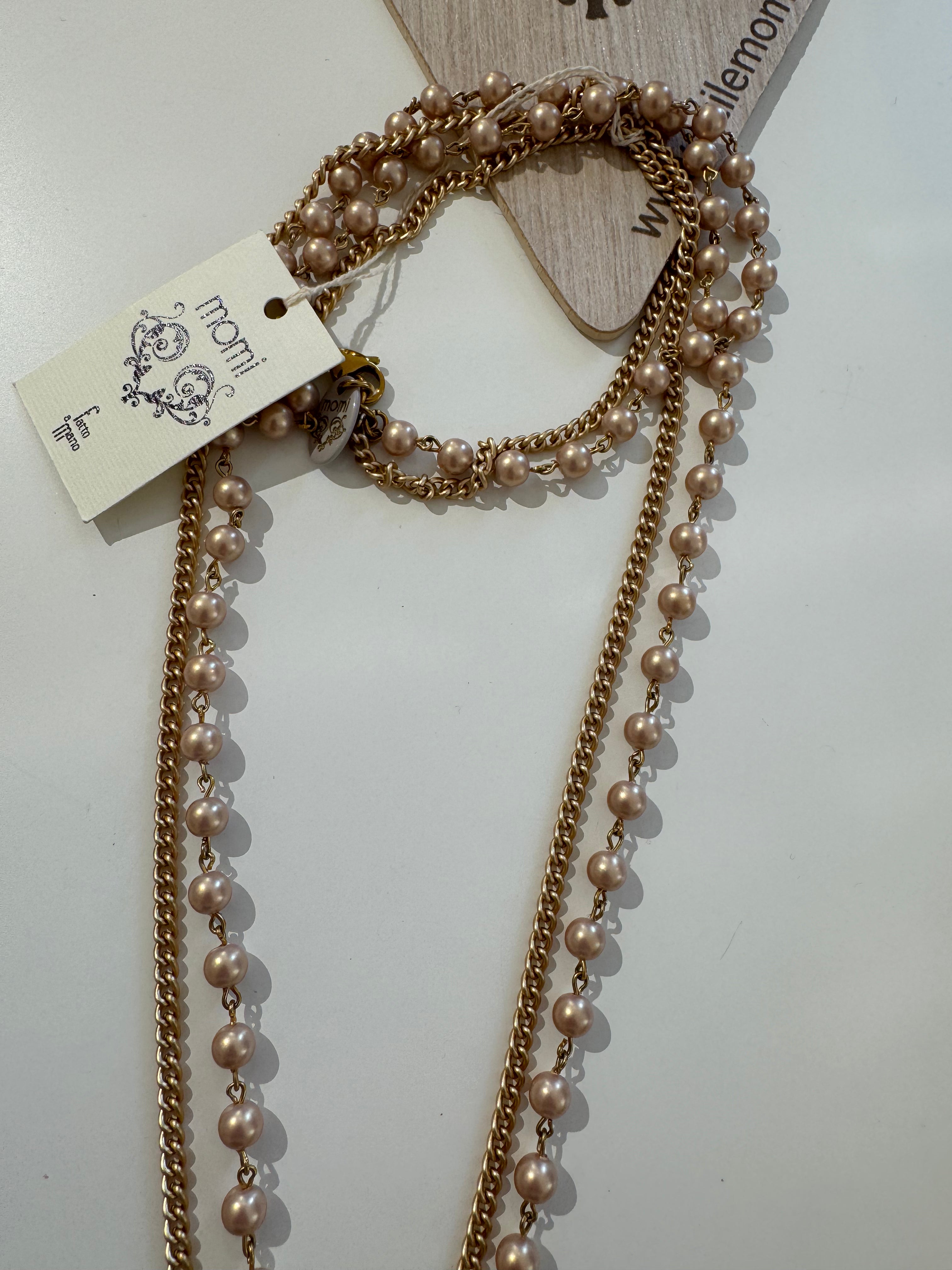 Collana Momi modello Giada - doppia catenina CRISTALLI + CATENINA ORO