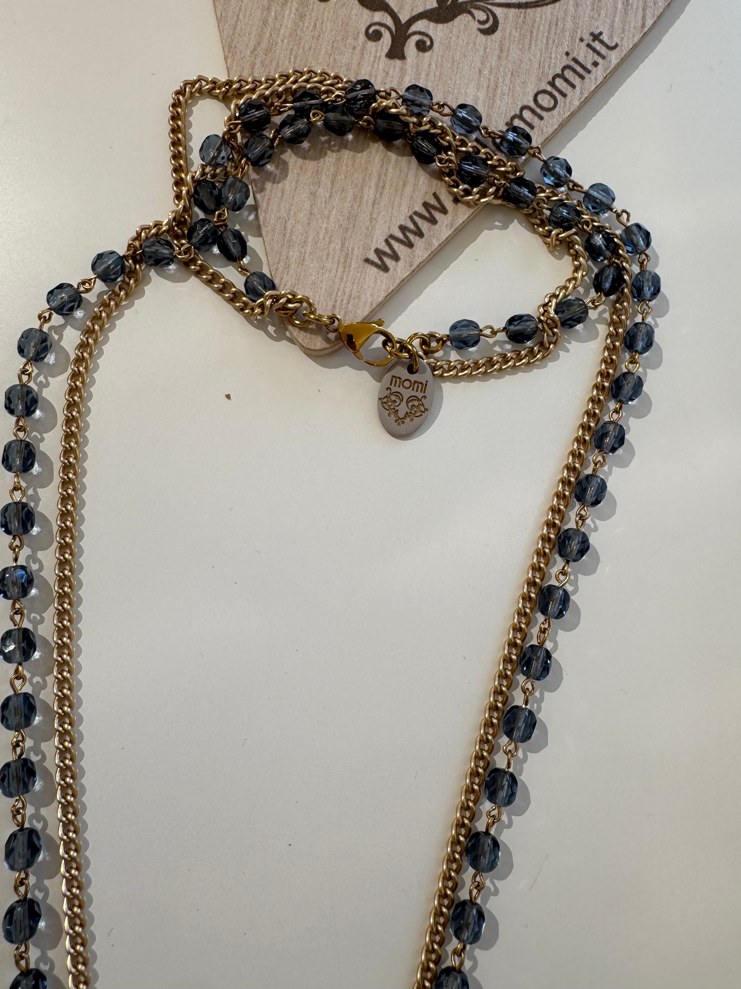 Collana Momi modello Giada - doppia catenina CRISTALLI + CATENINA ORO
