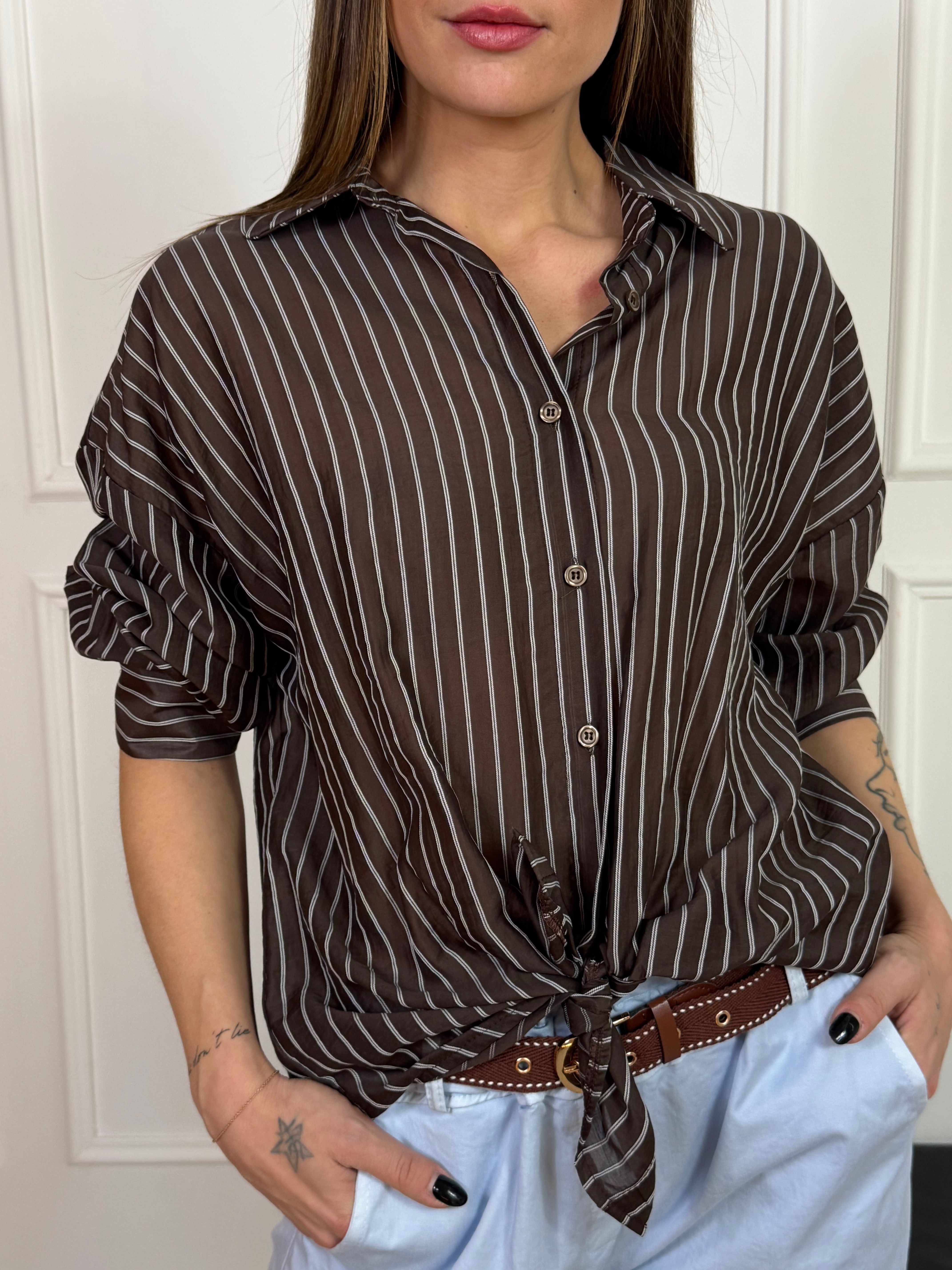 Camicia over misto lyocell Victoria ILMH righine verticali