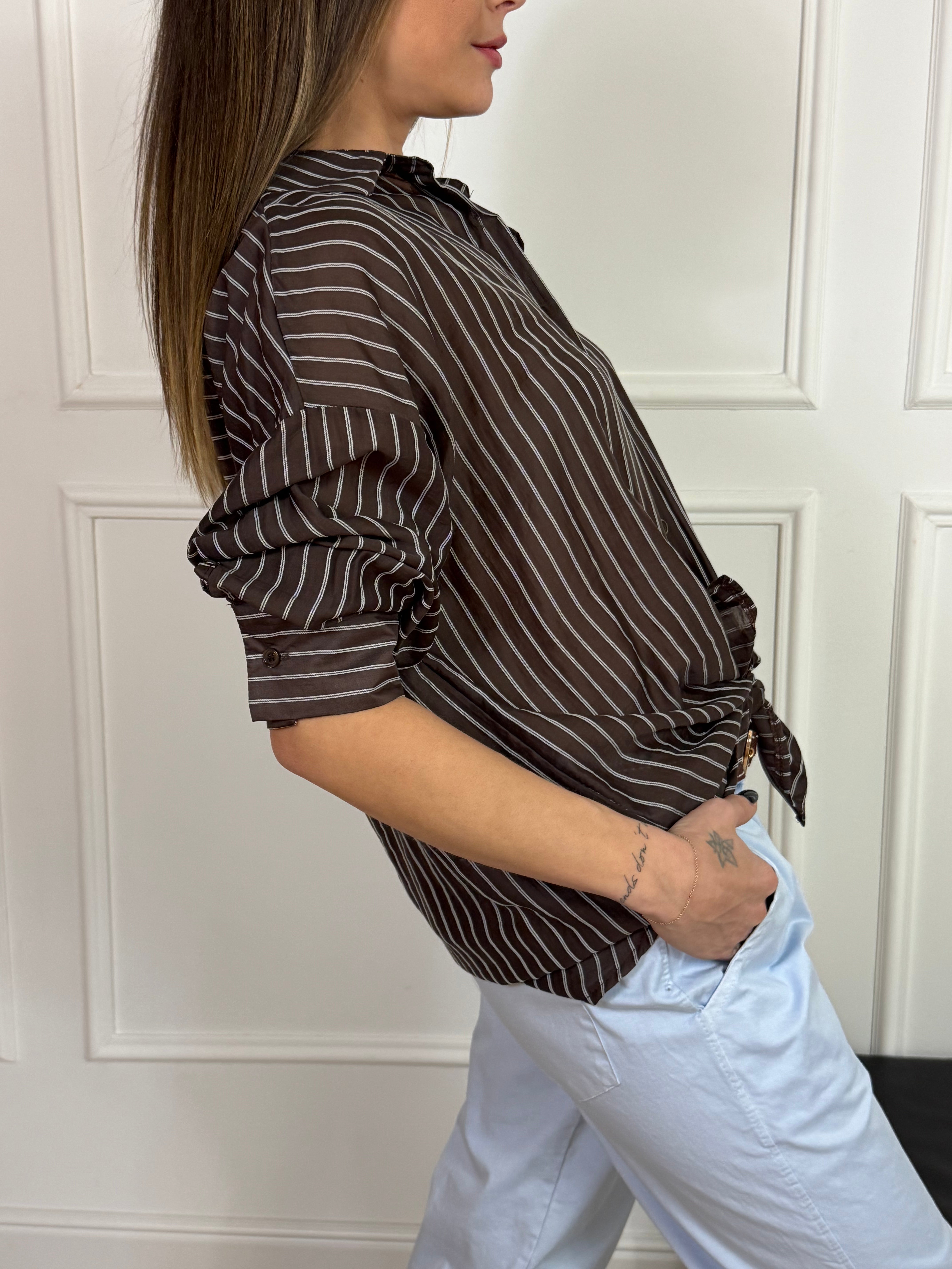 Camicia over misto lyocell Victoria ILMH righine verticali