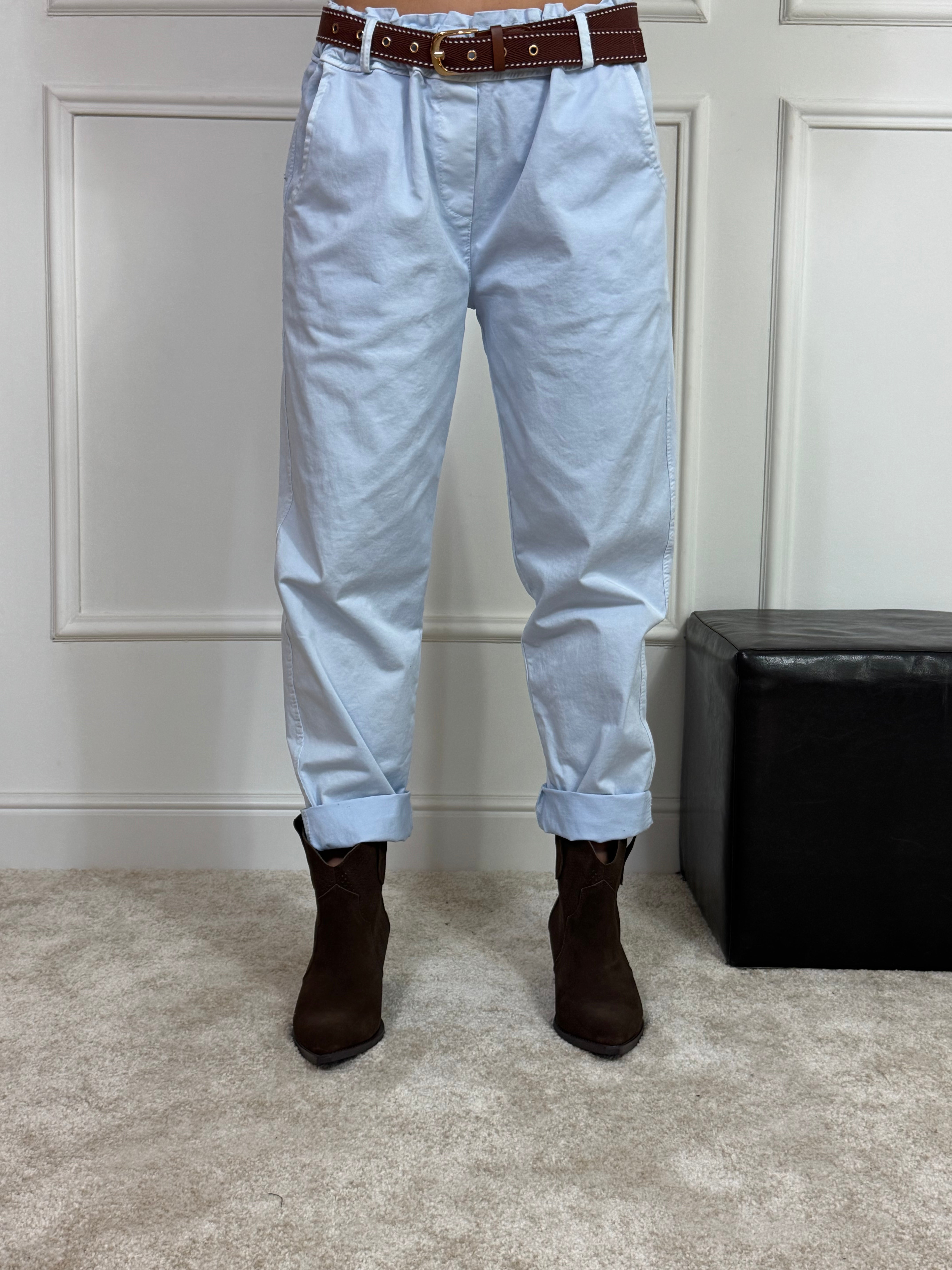 Pantalone caramella Victoria ILMH in cotone elasticizzato e cintura