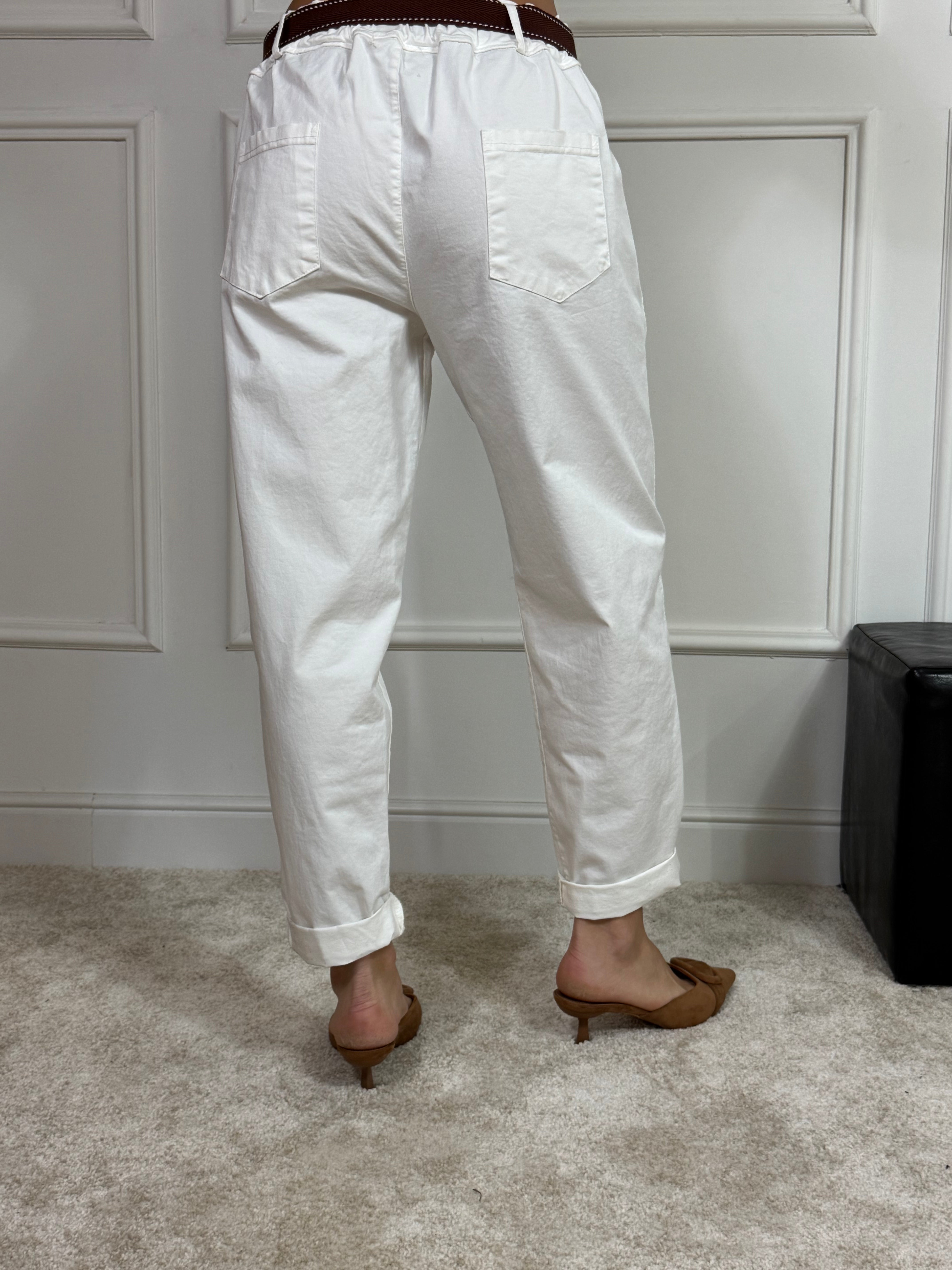 Pantalone caramella Victoria ILMH in cotone elasticizzato e cintura