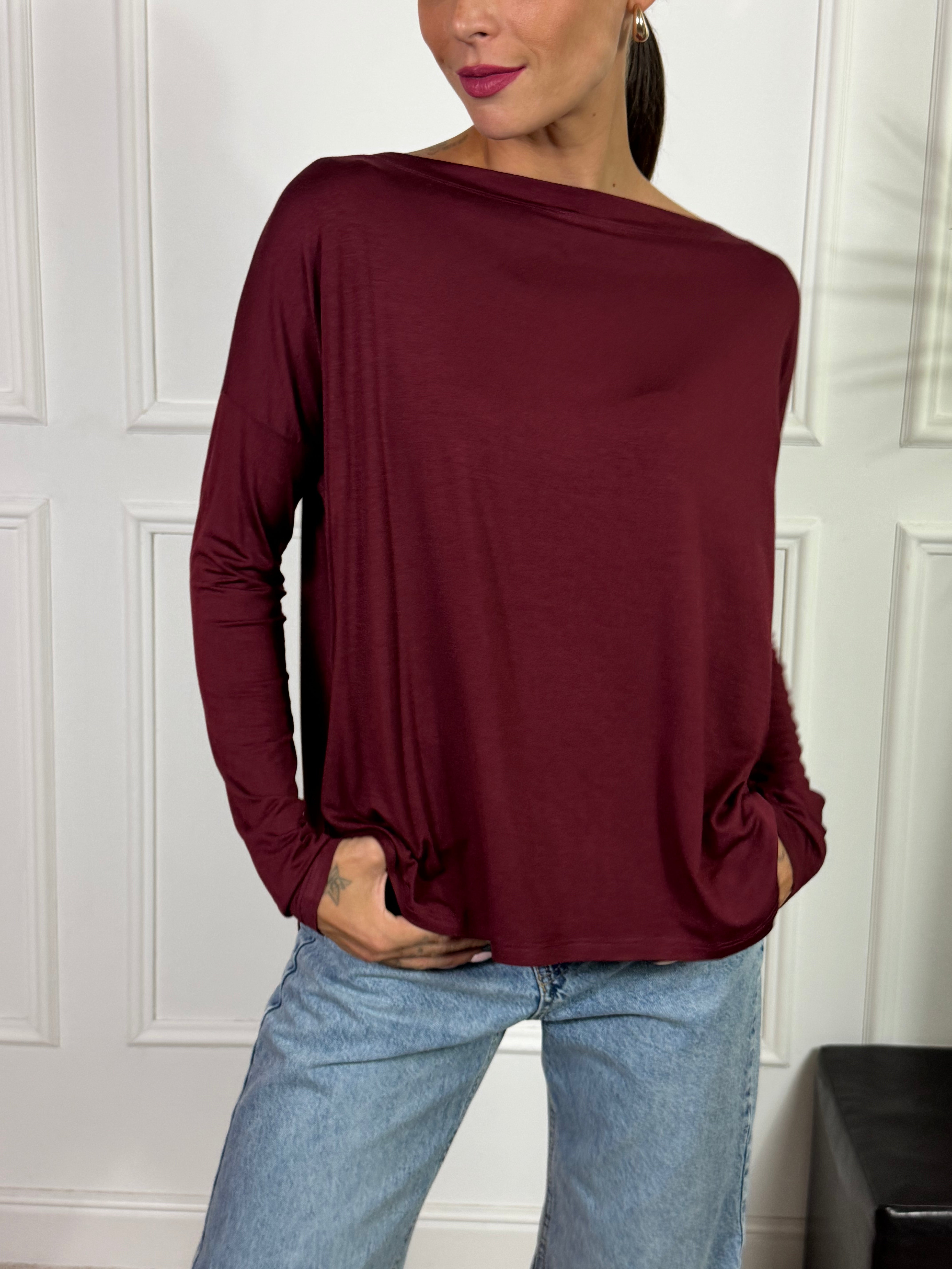 Maglia in viscosa elasticizzata Kontatto BLUSA BARCHETTA OVER