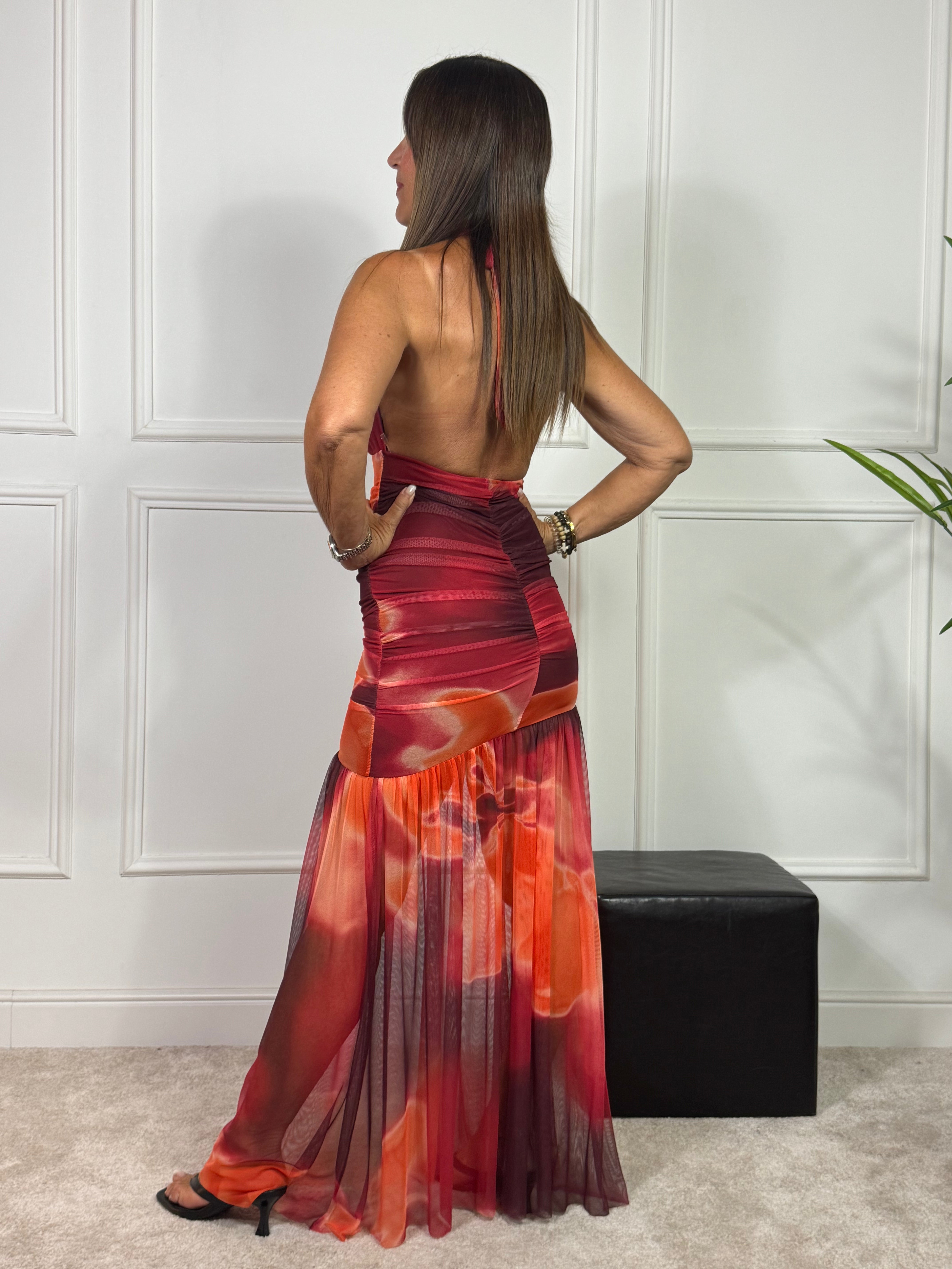 Abito / Copricostume in tulle con drappeggi sirena Victoria ILMH TRAMONTO