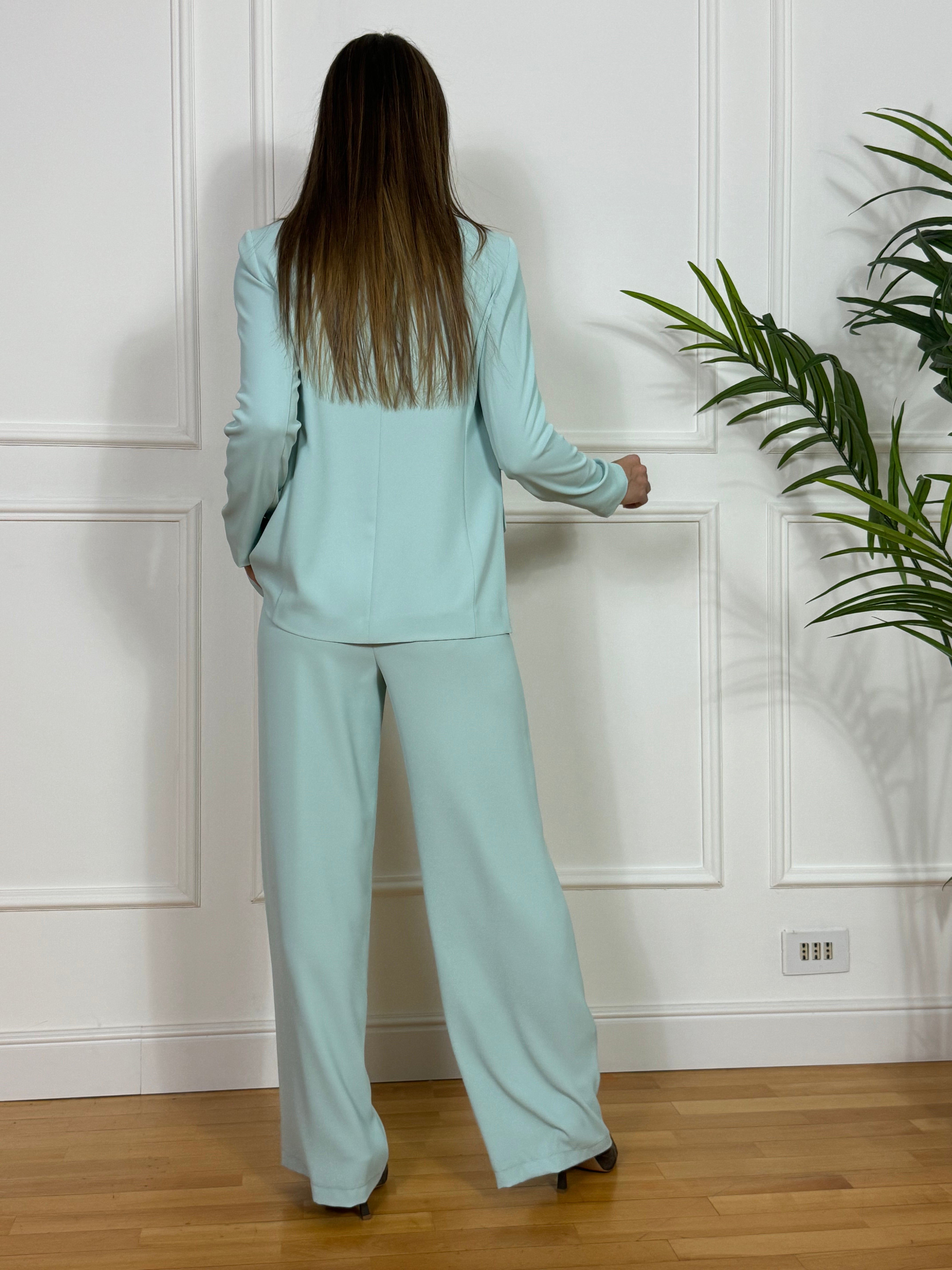 Completo tailleur Kontatto GIACCA MONOPETTO + PANTALONE A PALAZZO