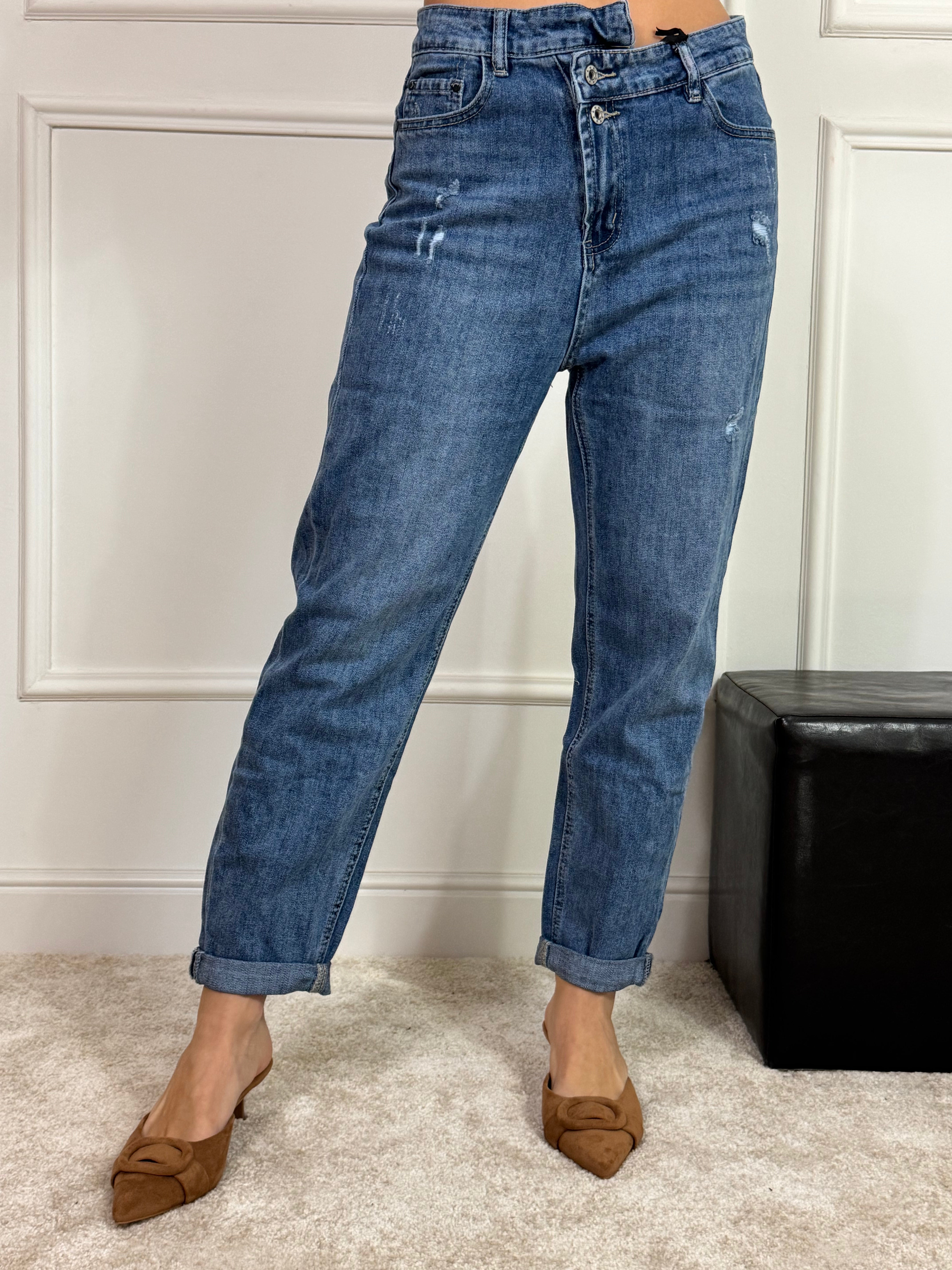 Jeans Victoria ILMH CAROTA CERNIERA ASIMMETRICA