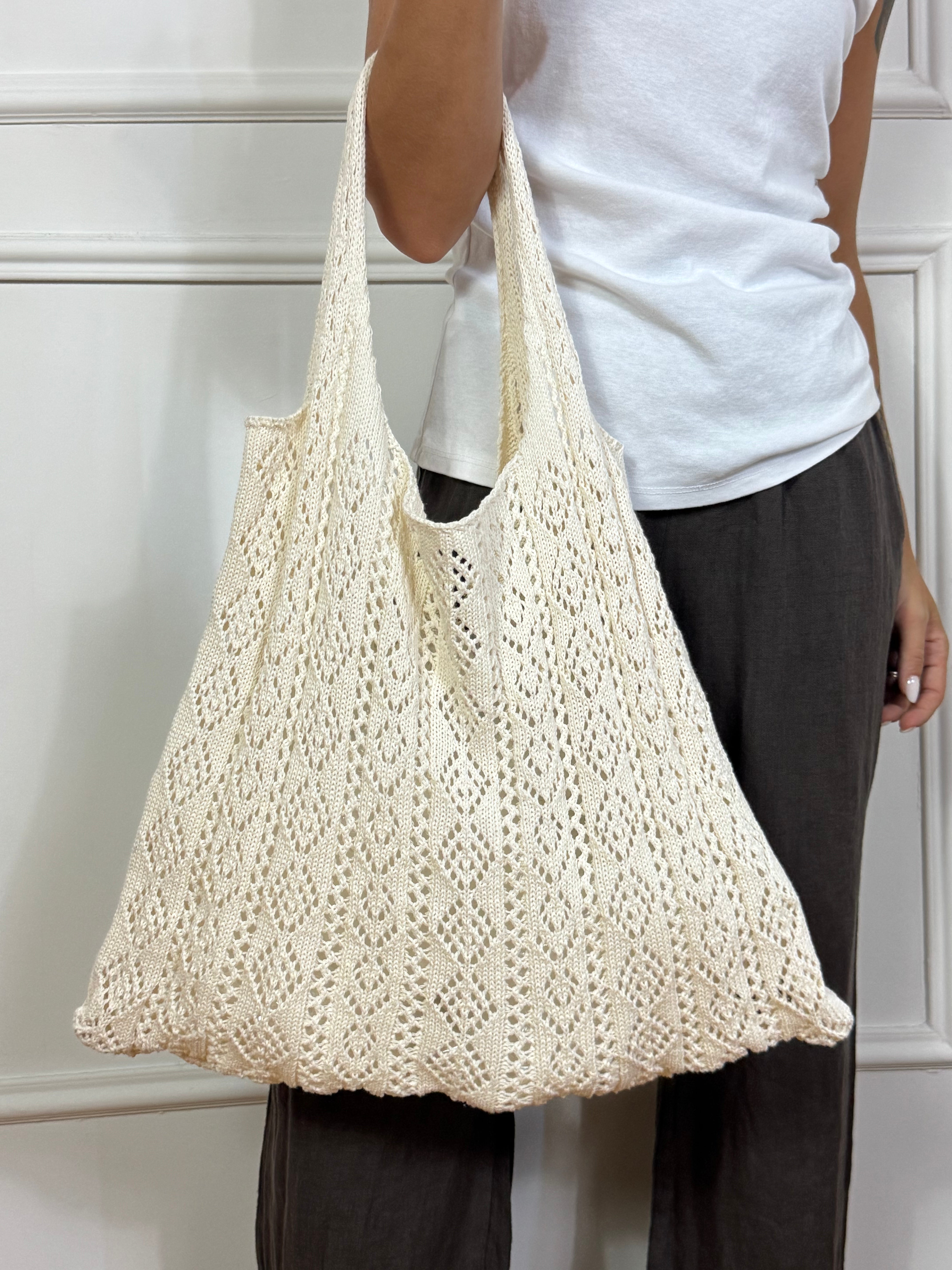 Borsa shopper uncinetto crochet Victoria ILMH tinta unita