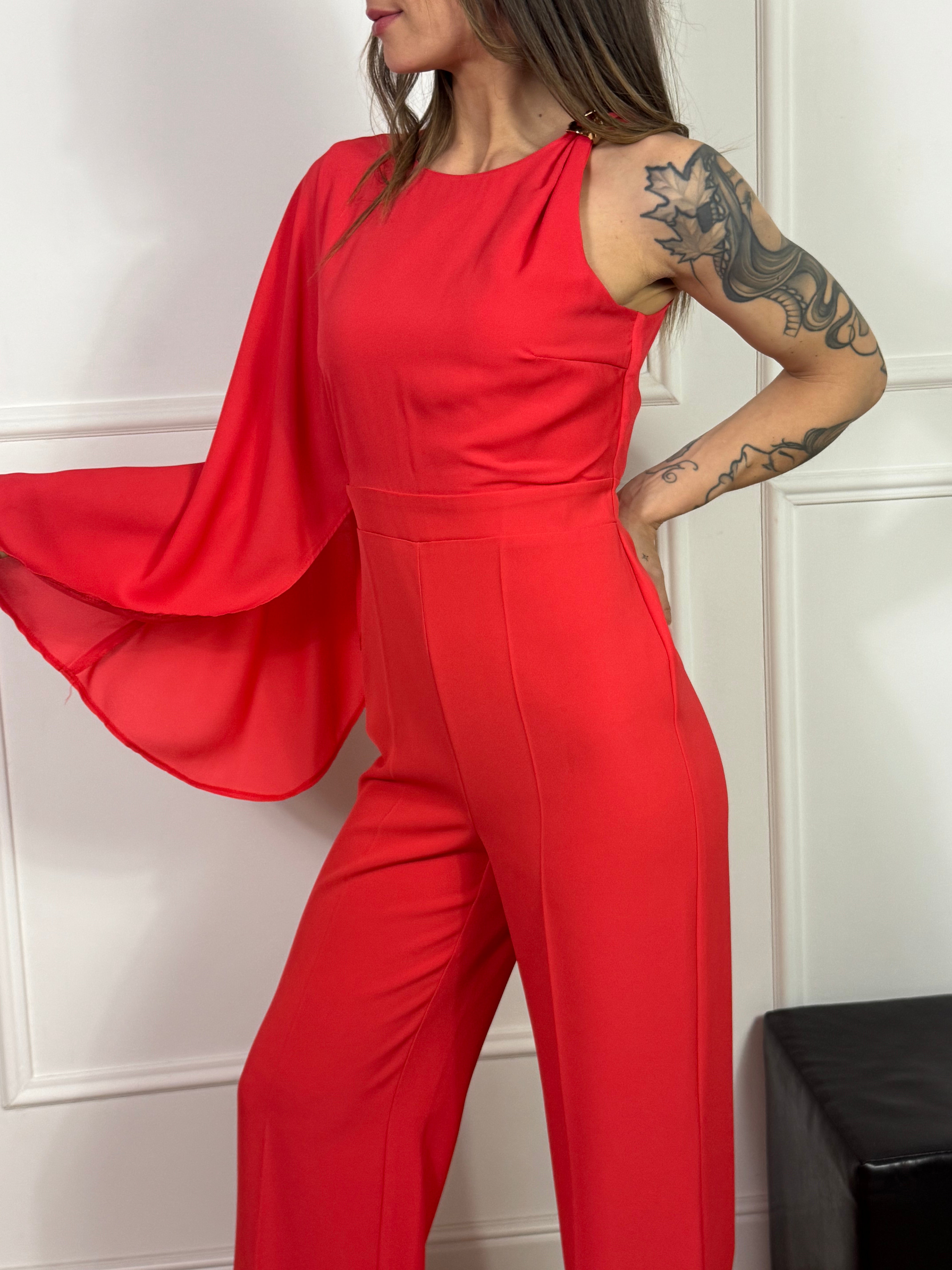 Tuta intera Rinascimento con fibbia spallina e manica ampia aperta