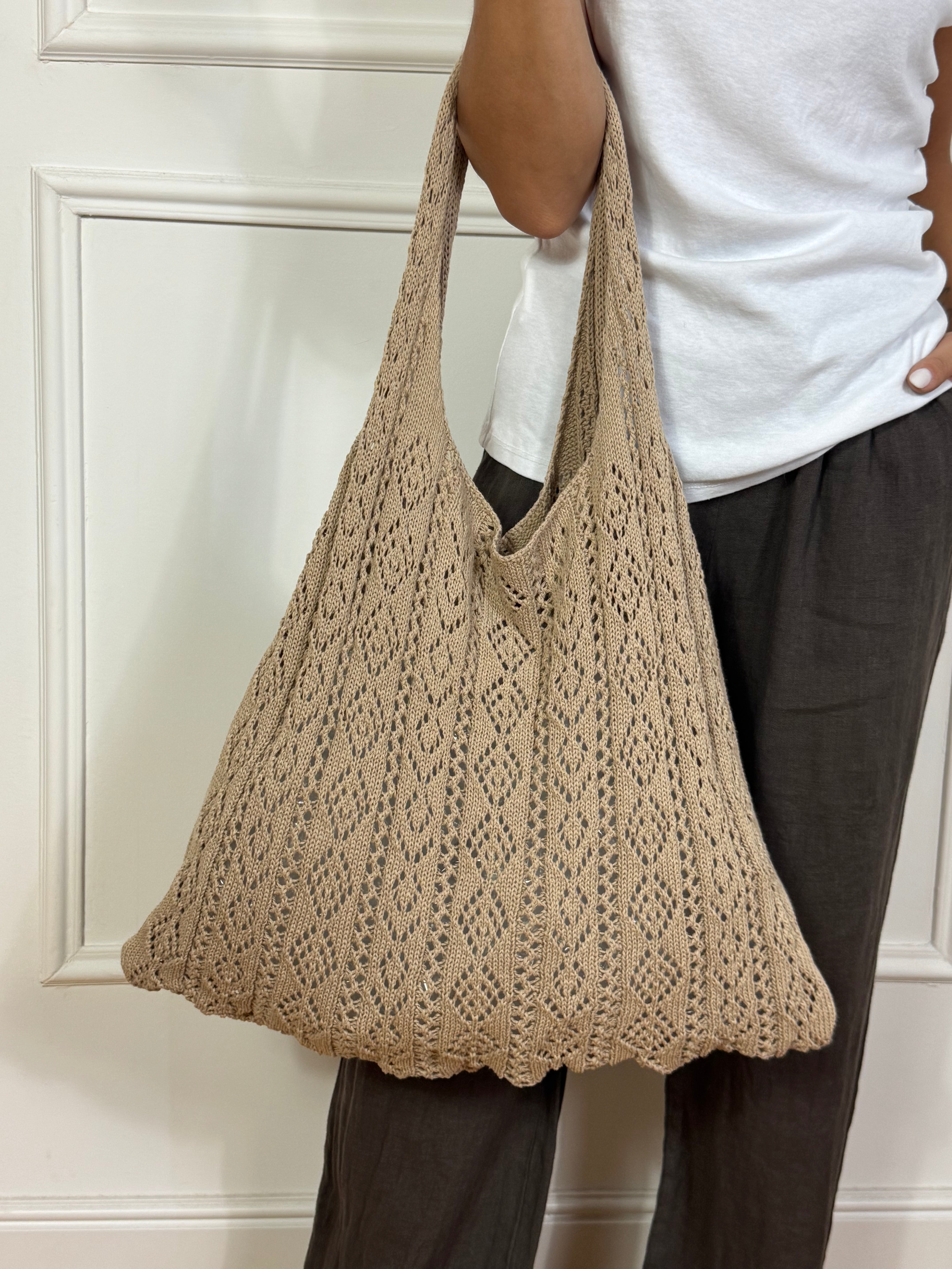 Borsa shopper uncinetto crochet Victoria ILMH tinta unita