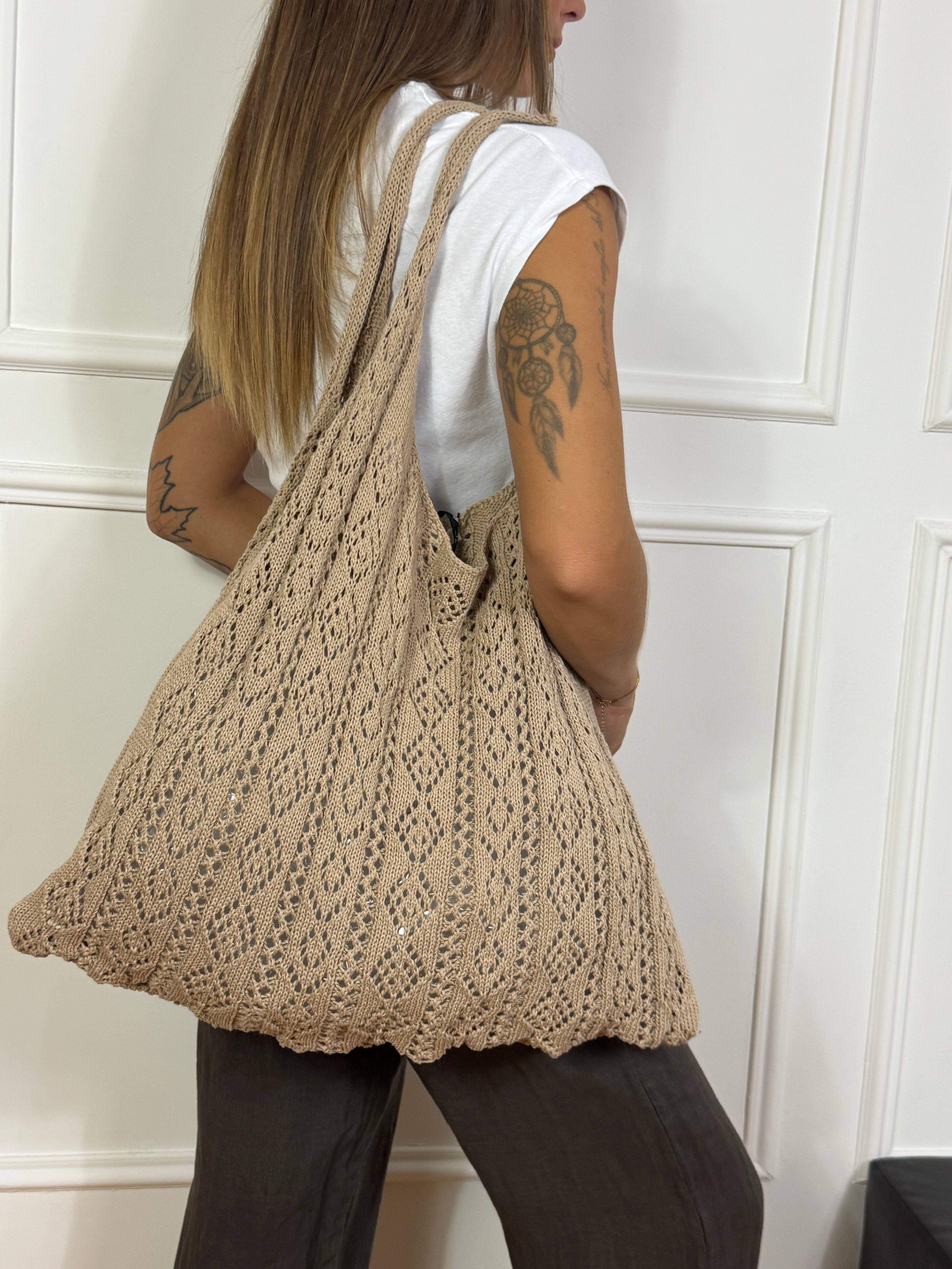 Borsa shopper uncinetto crochet Victoria ILMH tinta unita