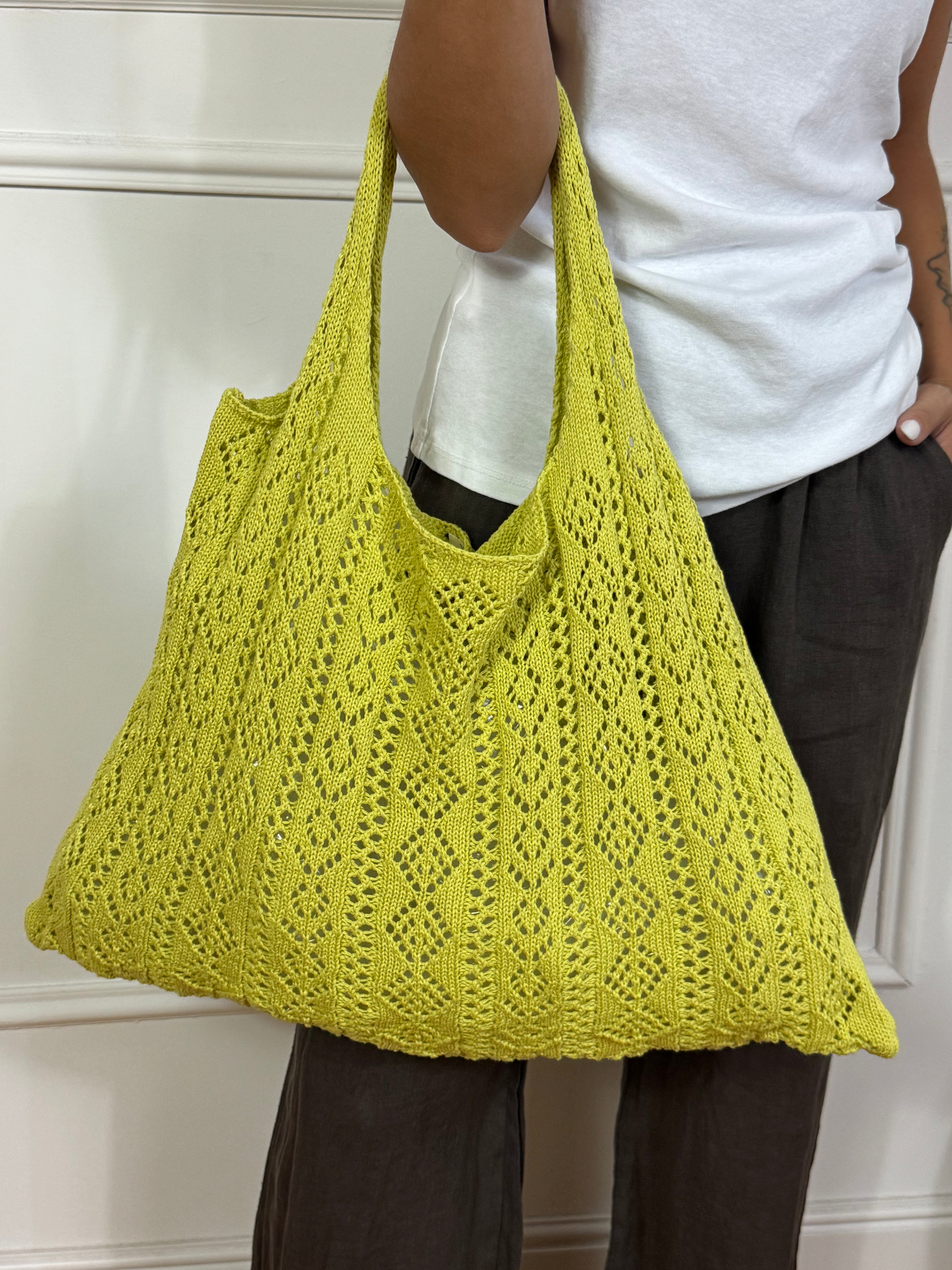 Borsa shopper uncinetto crochet Victoria ILMH tinta unita