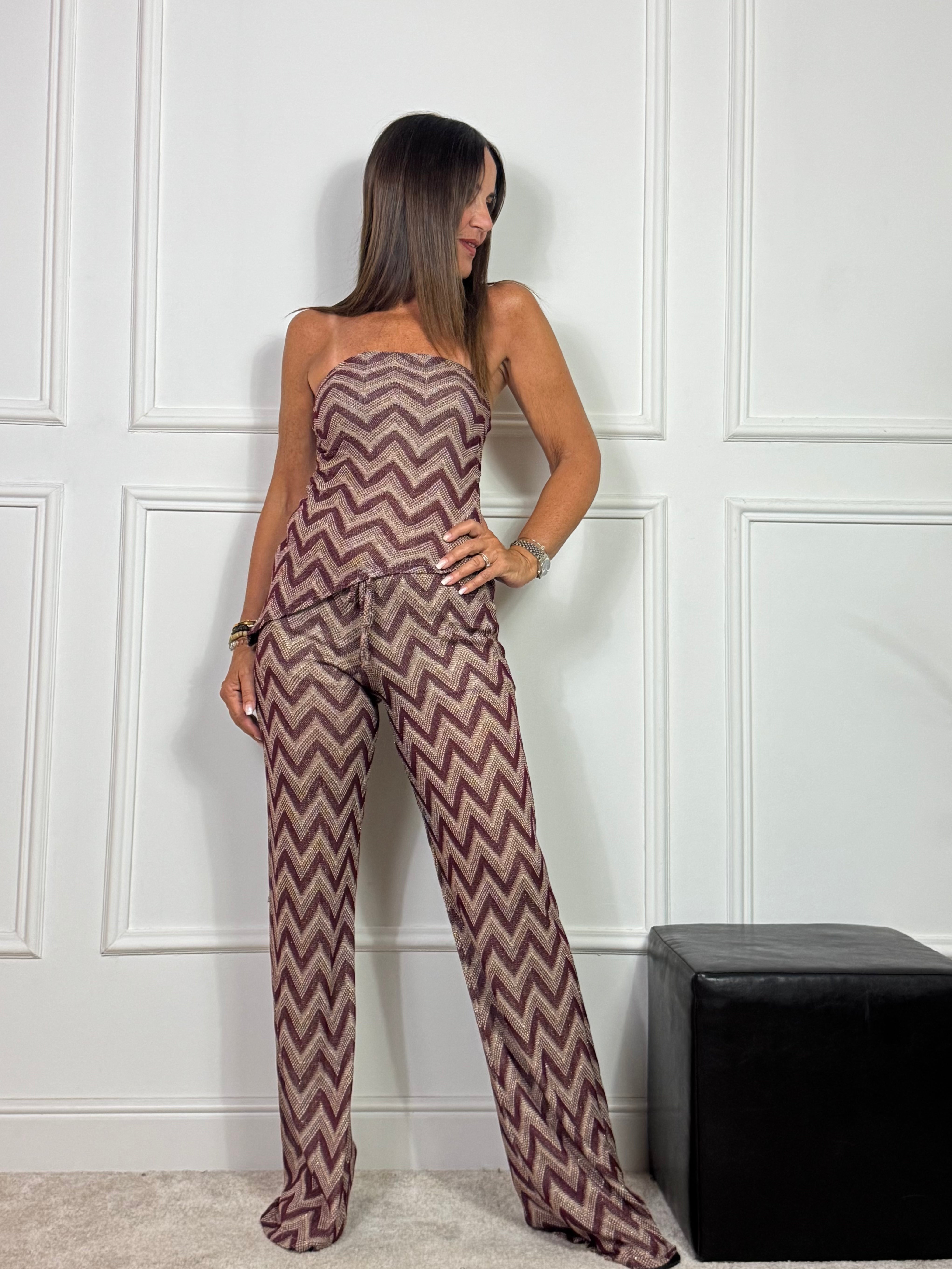 Top Victoria ILMH lurex geometrico A FASCIA ASIMMETRICO