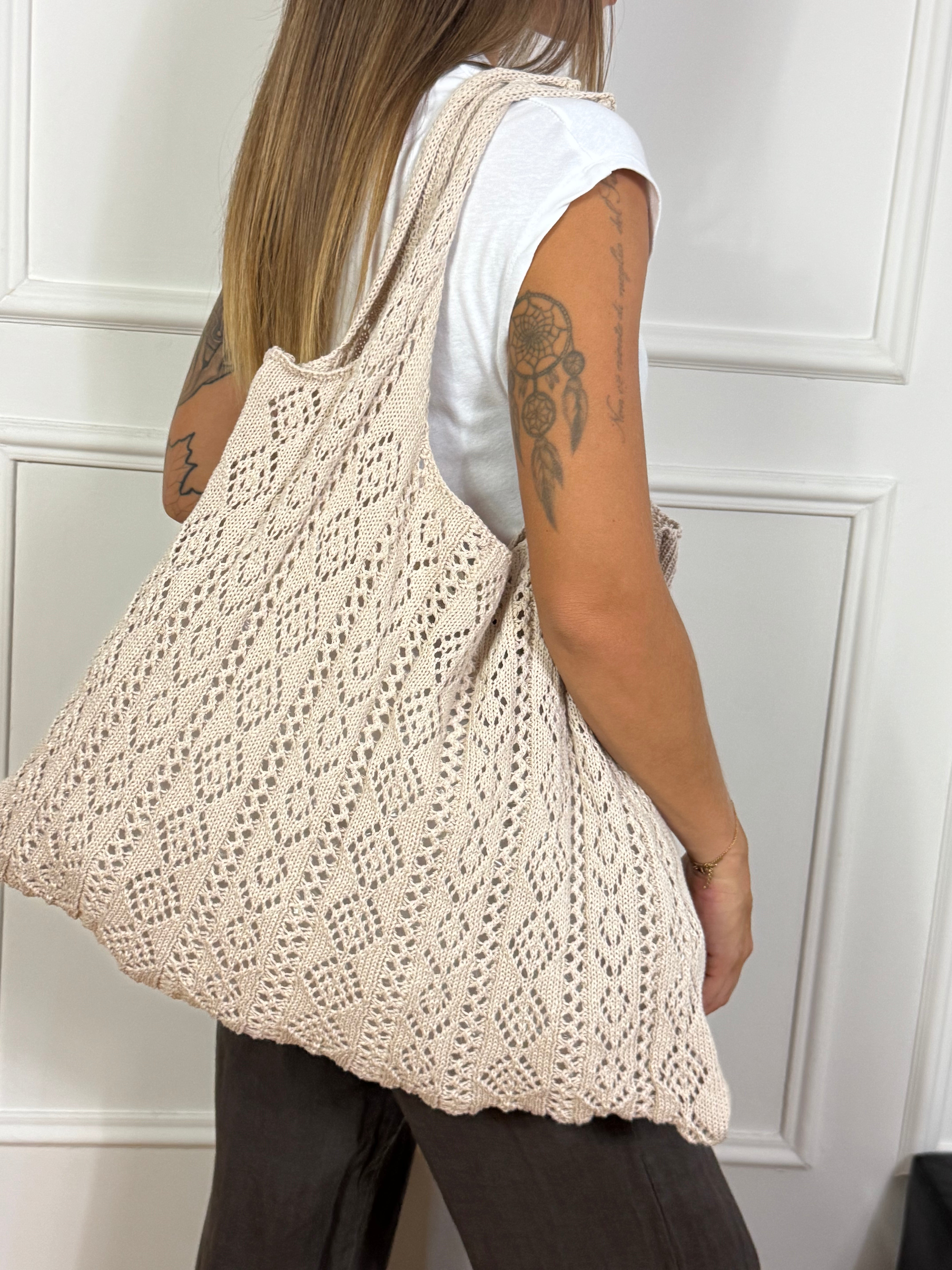 Borsa shopper uncinetto crochet Victoria ILMH tinta unita