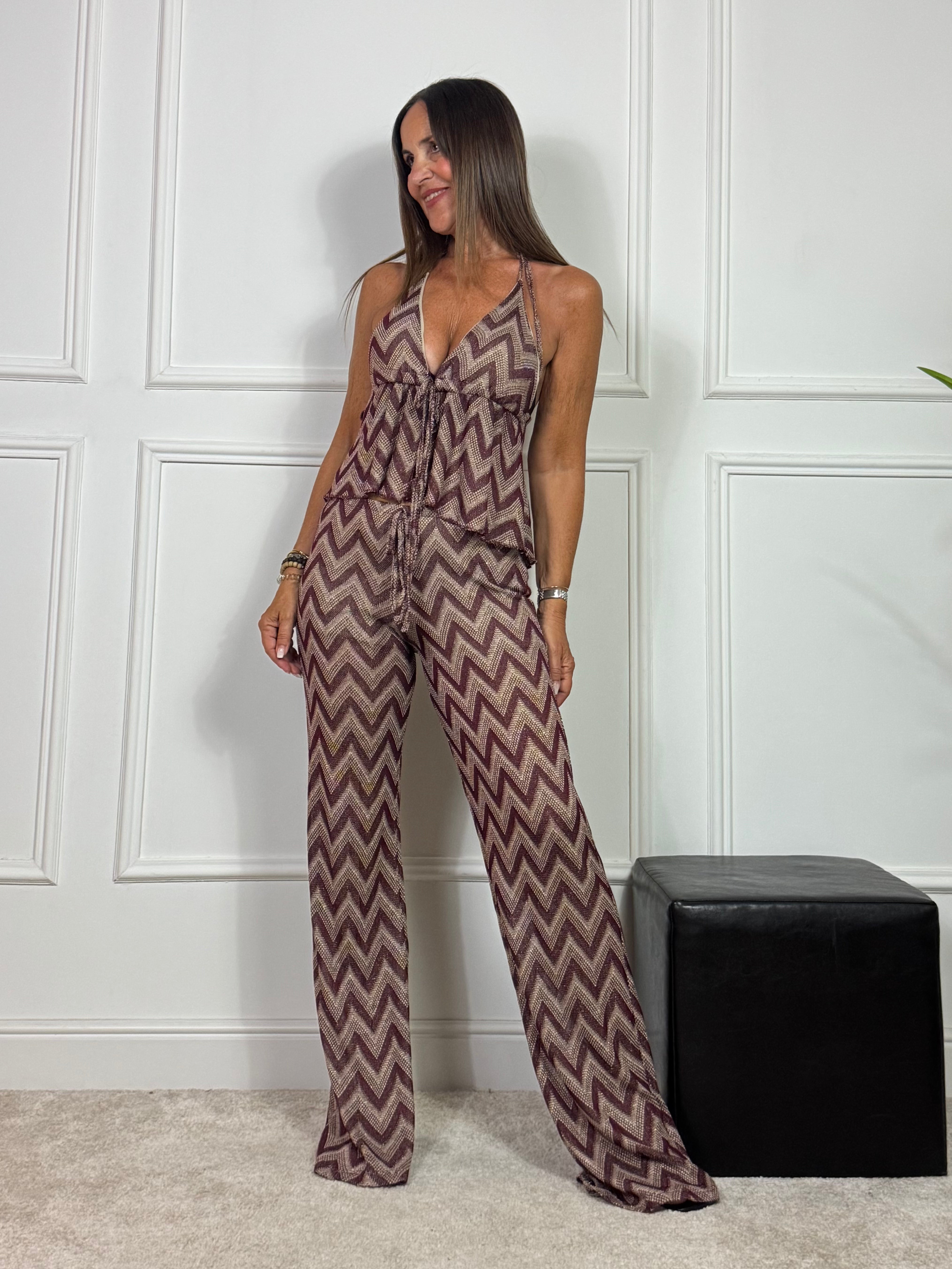 Top Victoria ILMH lurex geometrico COPPETTE PREFORMATE