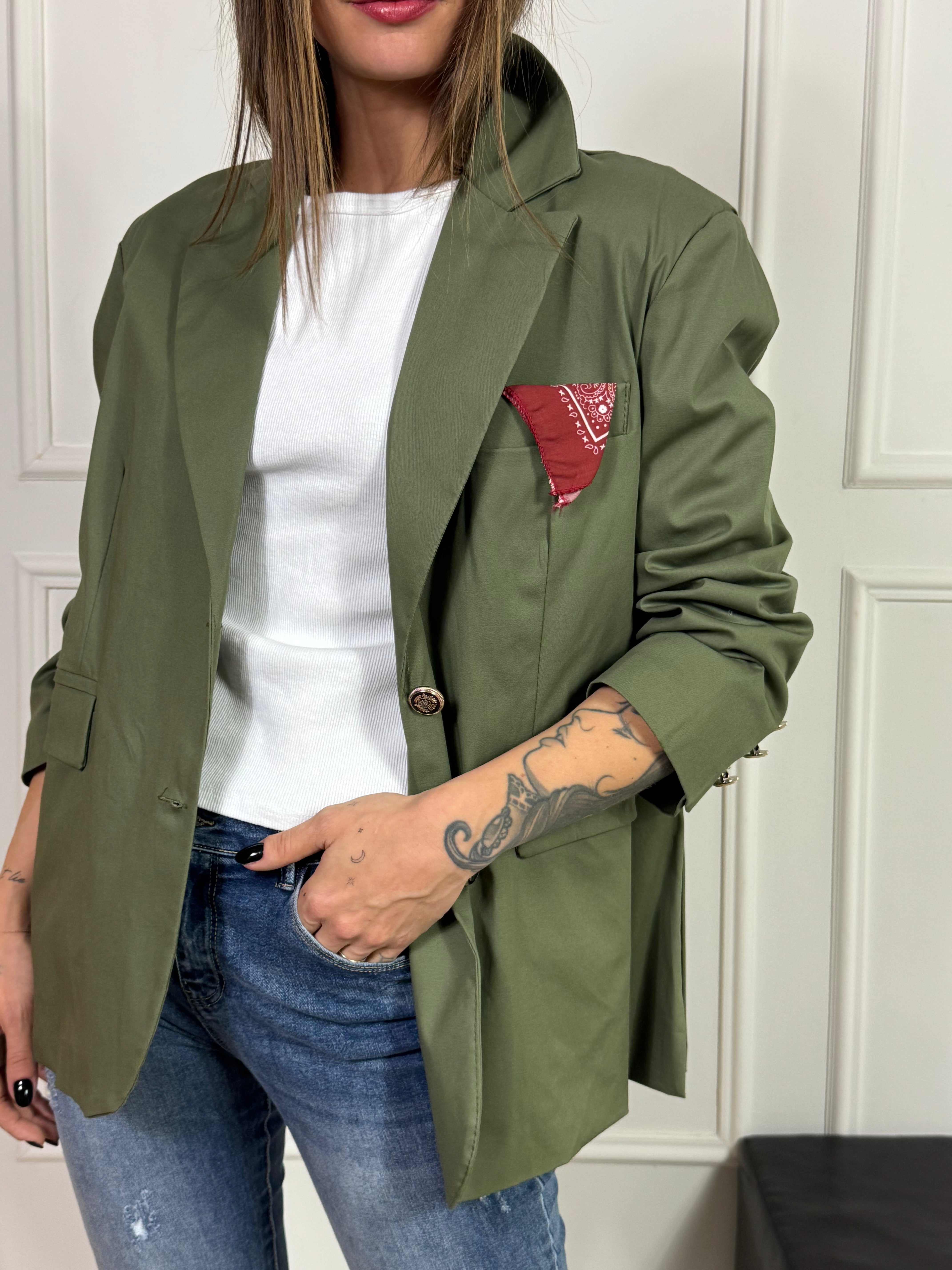 Giacca blazer oversize Victoria ILMH con fazzoletto nel taschino