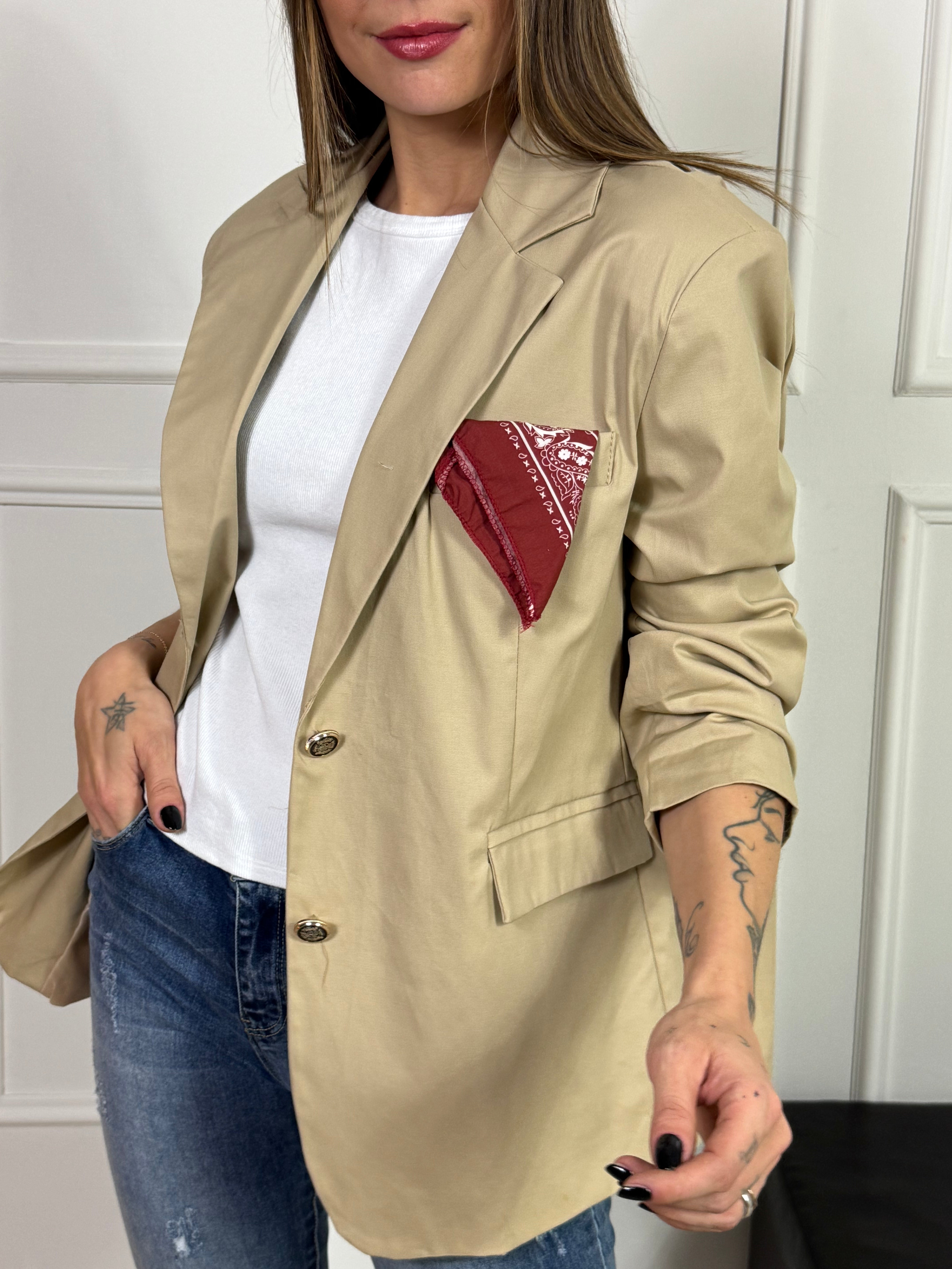 Giacca blazer oversize Victoria ILMH con fazzoletto nel taschino