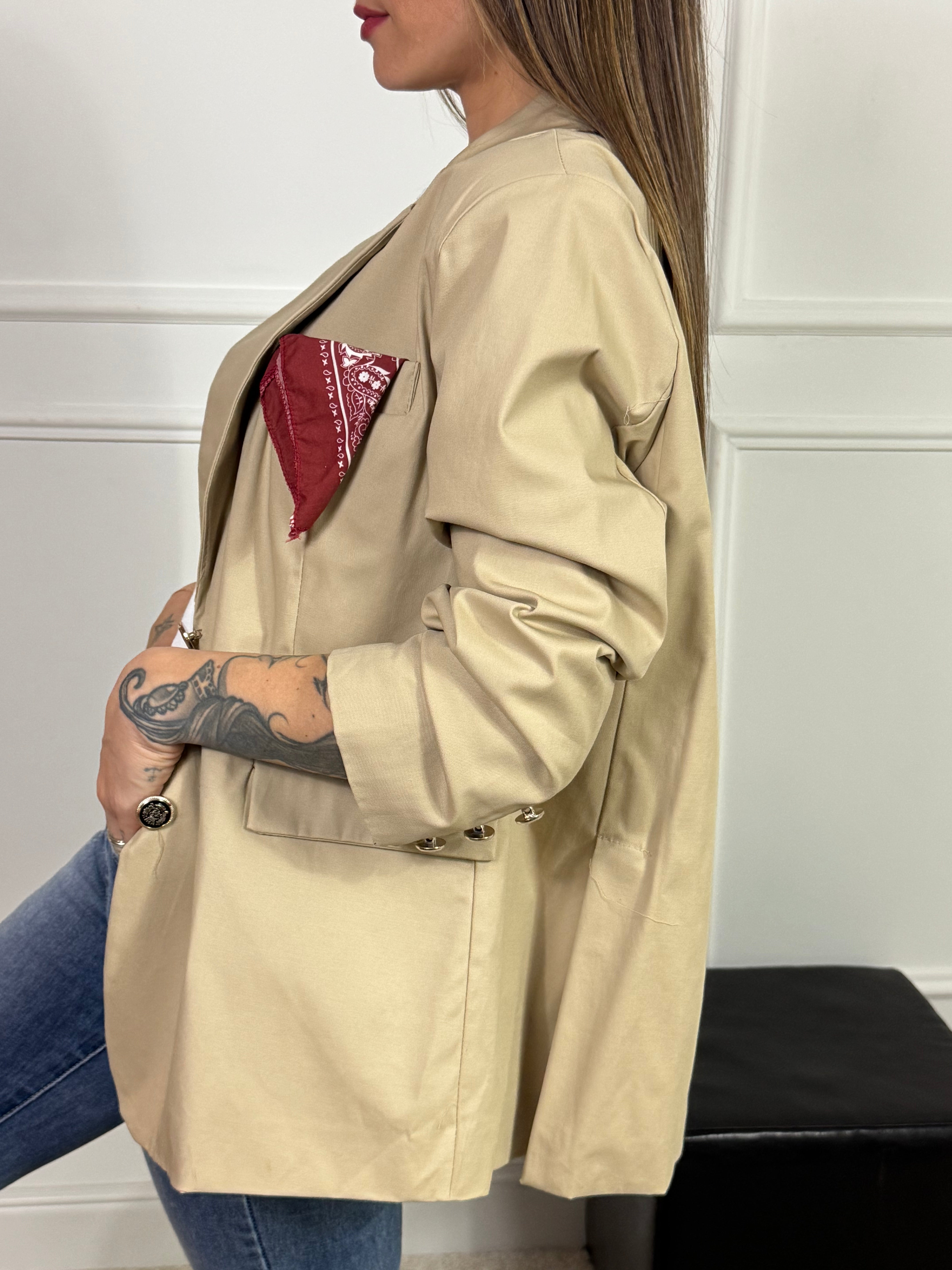 Giacca blazer oversize Victoria ILMH con fazzoletto nel taschino