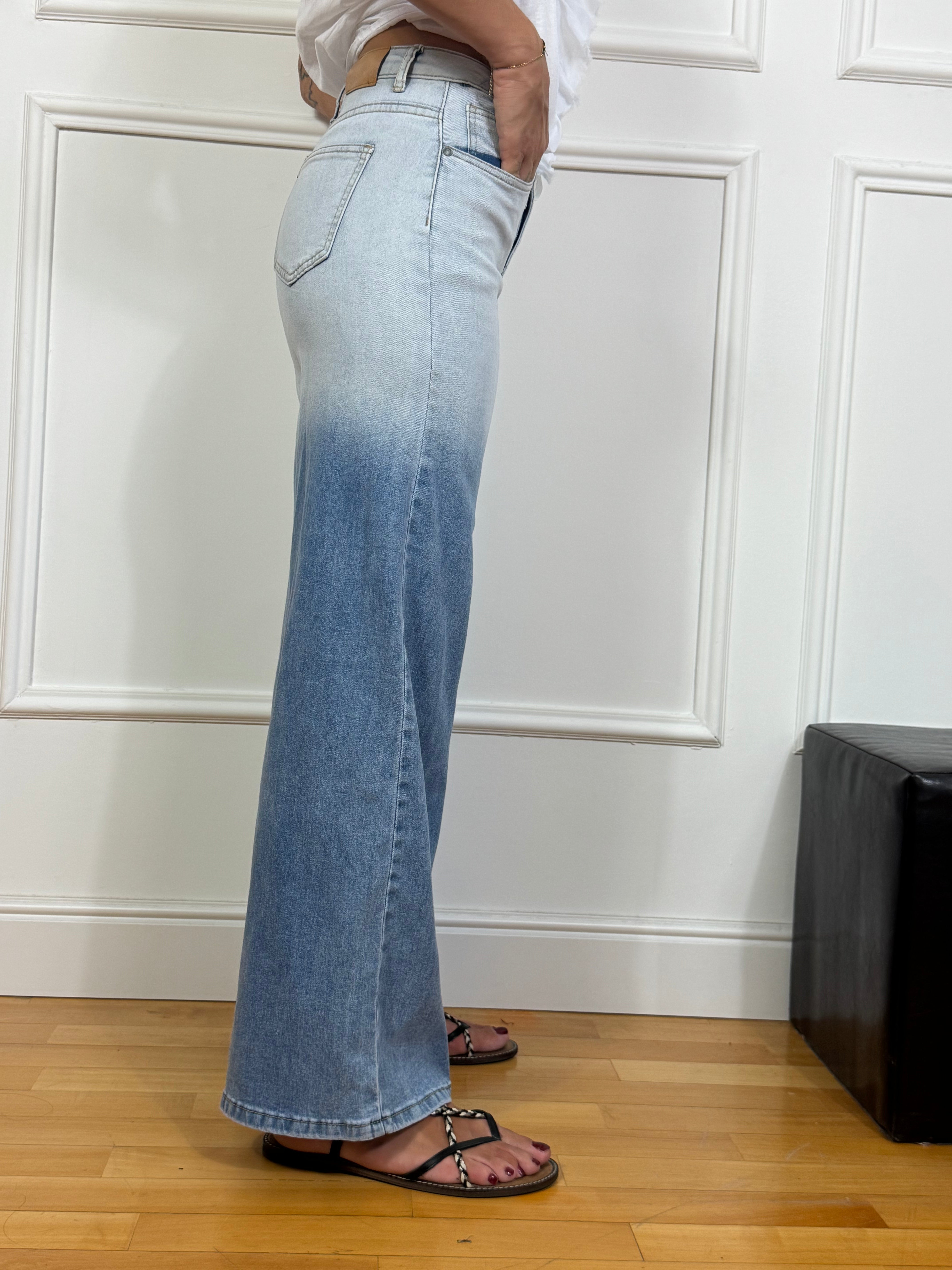 Jeans a palazzo Victoria ILMH BICOLORE DELAVE'