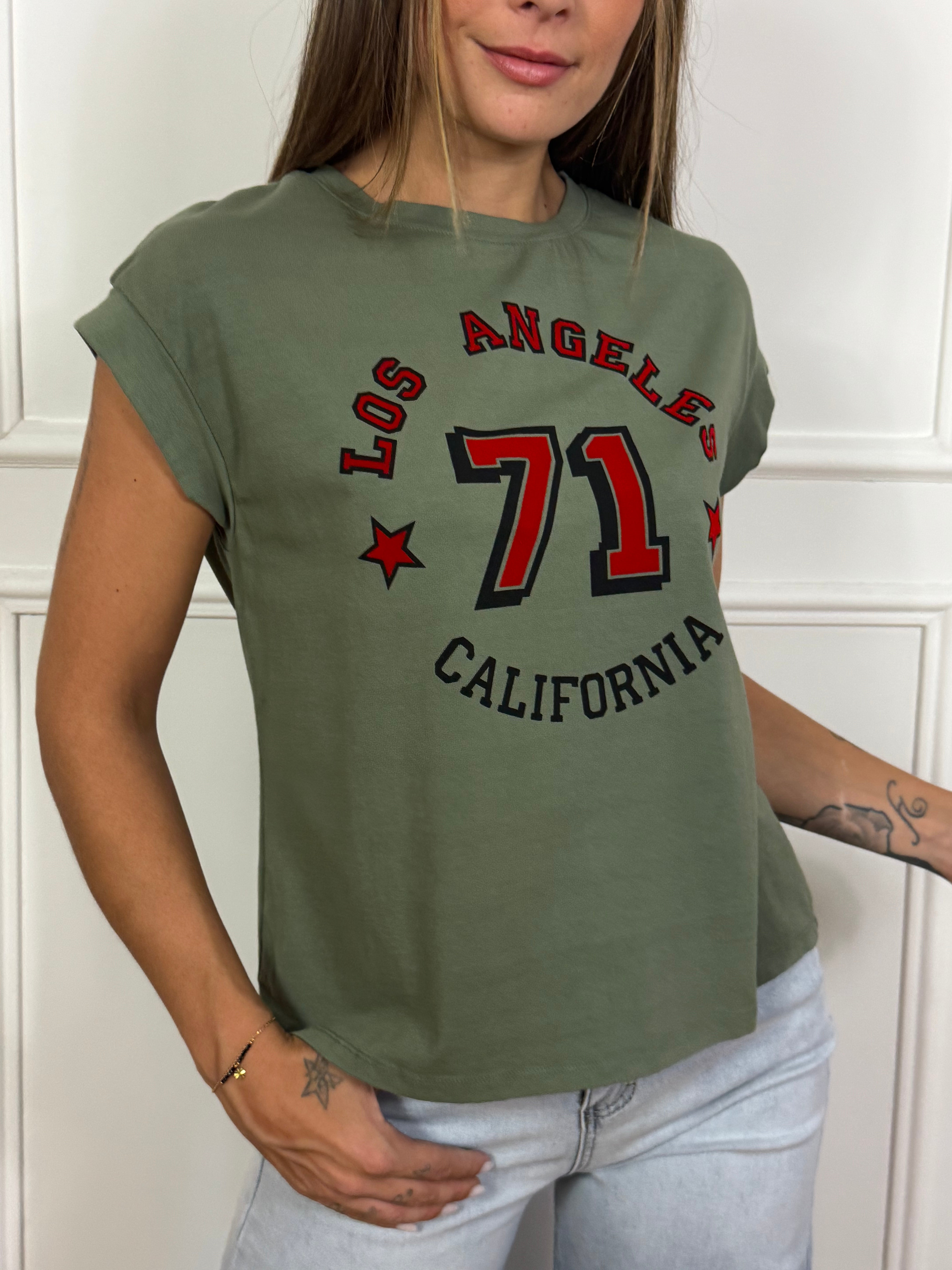 T-shirt con scritte Victoria ILMH LOS ANGELES 71