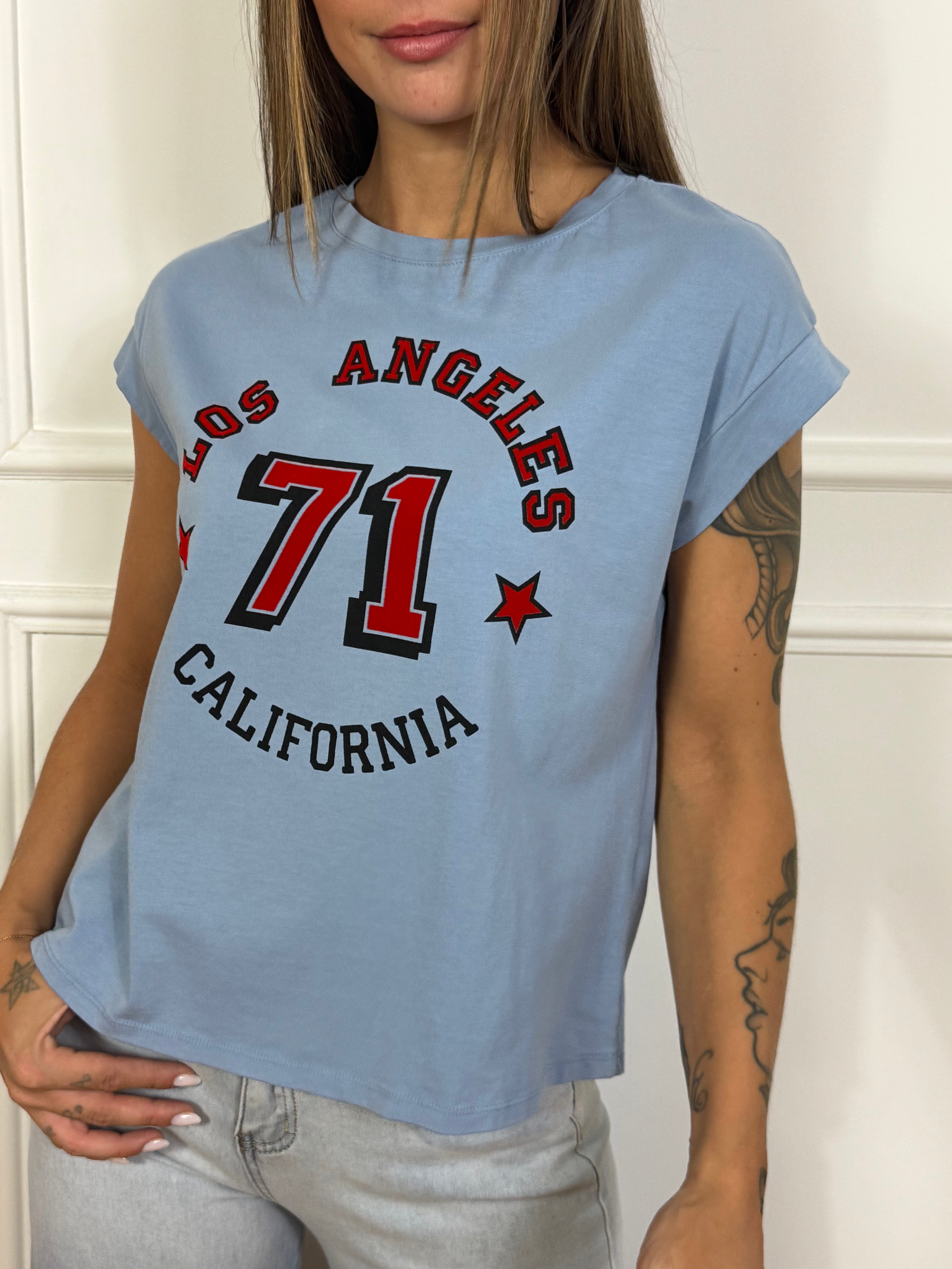 T-shirt con scritte Victoria ILMH LOS ANGELES 71