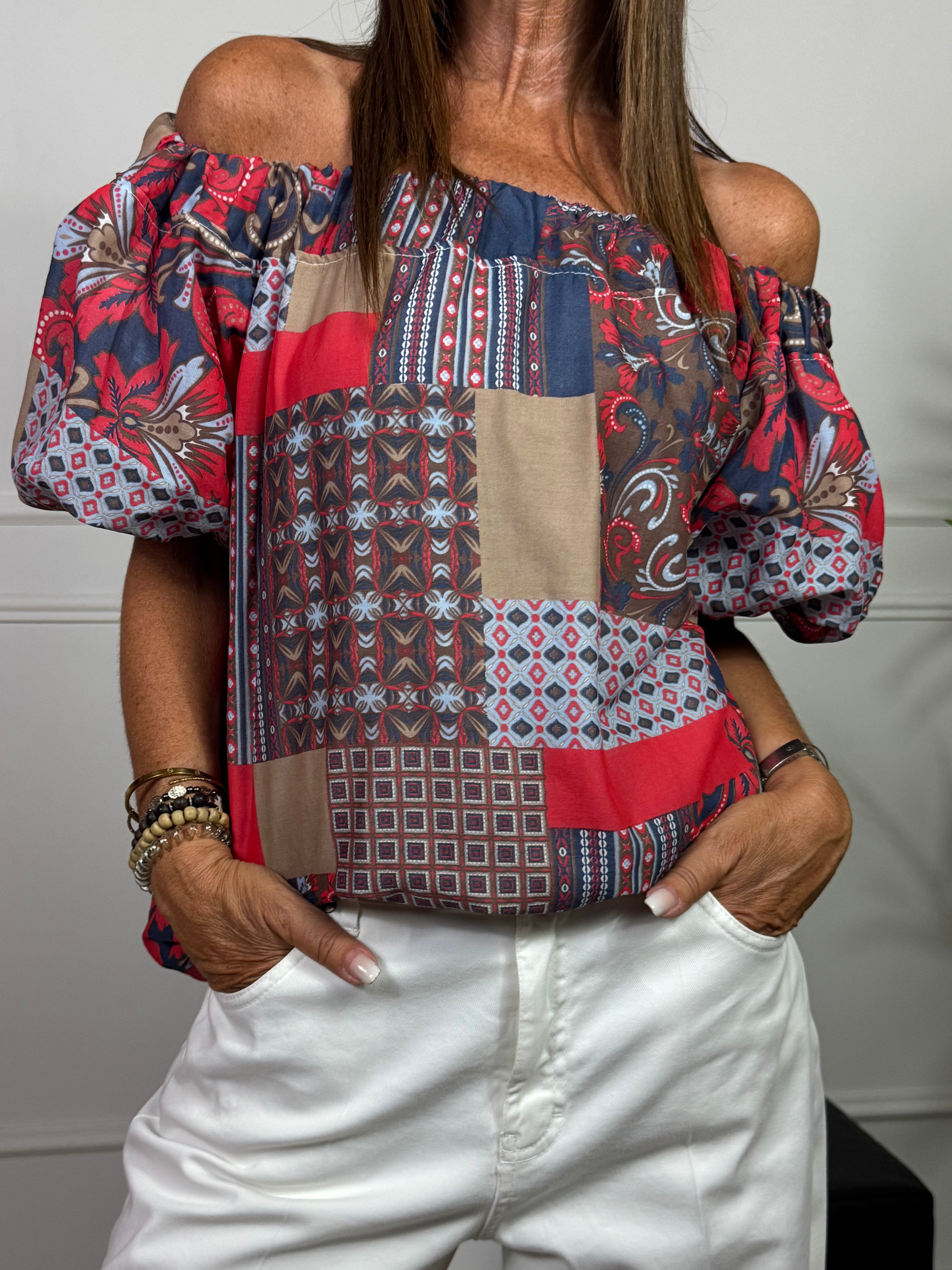 Camicia scollo shiffer manica palloncino Victoria ILMH FANTASIA PATCH