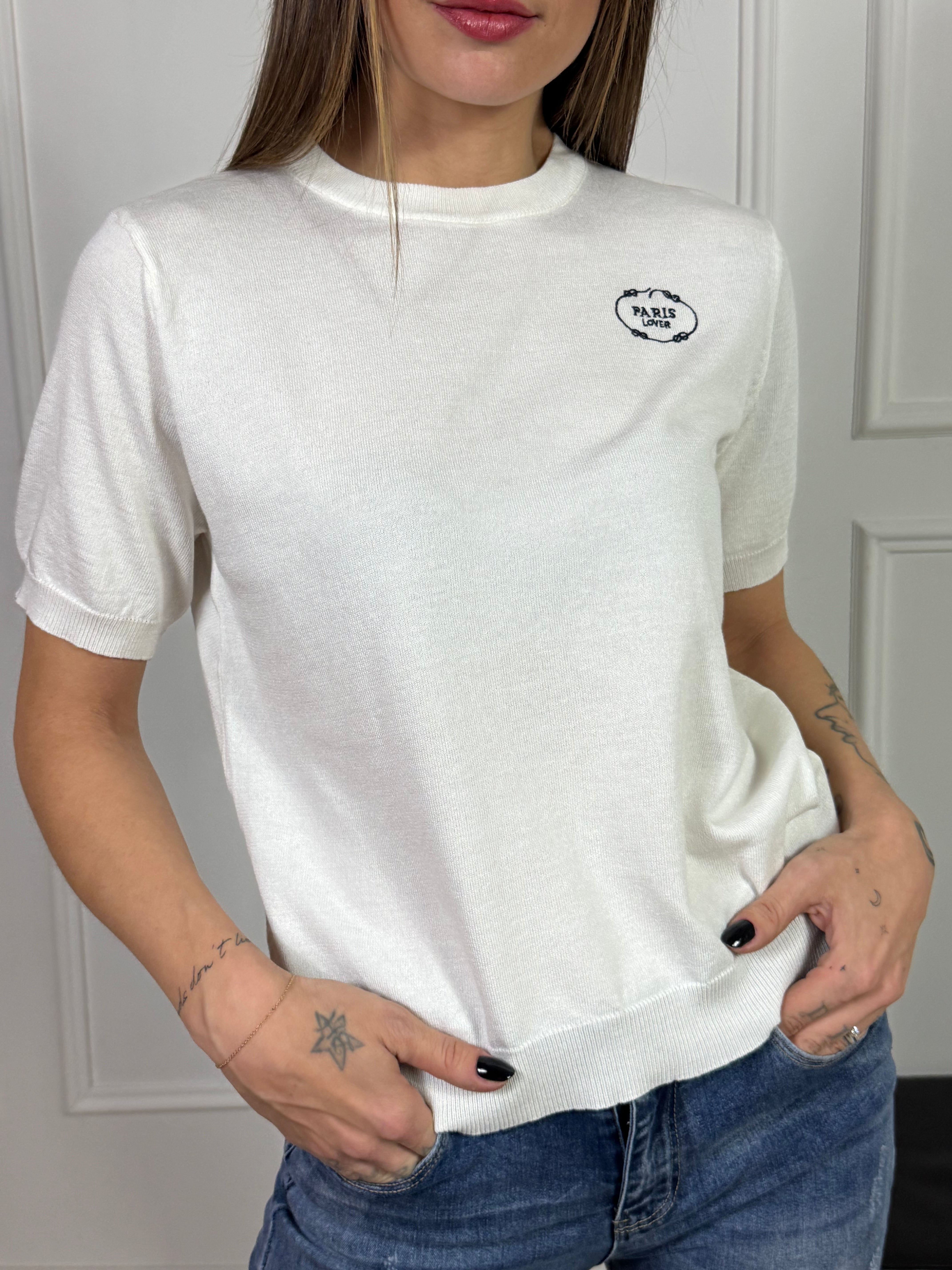Maglia in maglina sottile manica corta Victoria ILMH PARIS LOVER