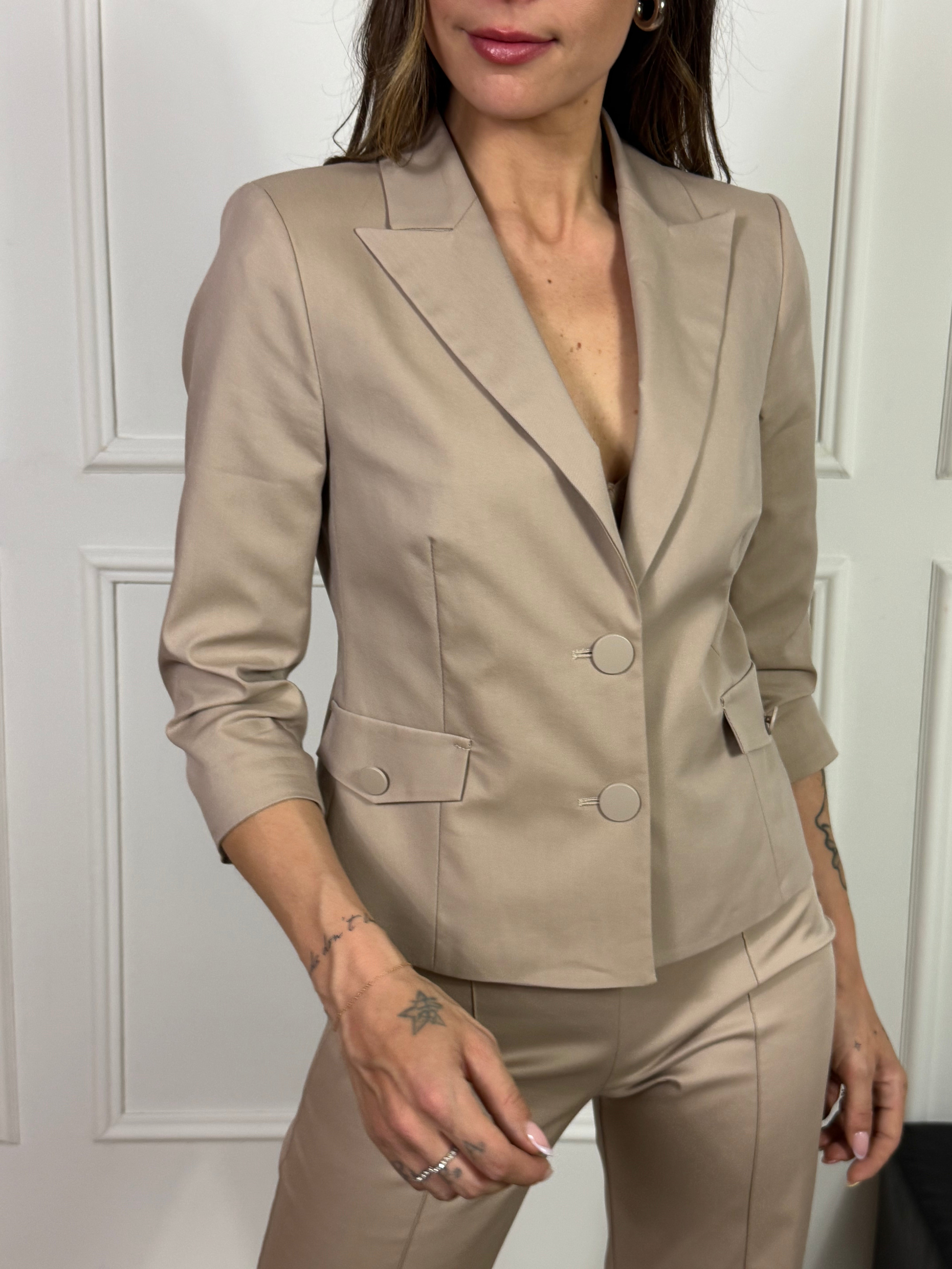 Giacca blazer in cotone due bottoni Rinascimento avvitata con taschini