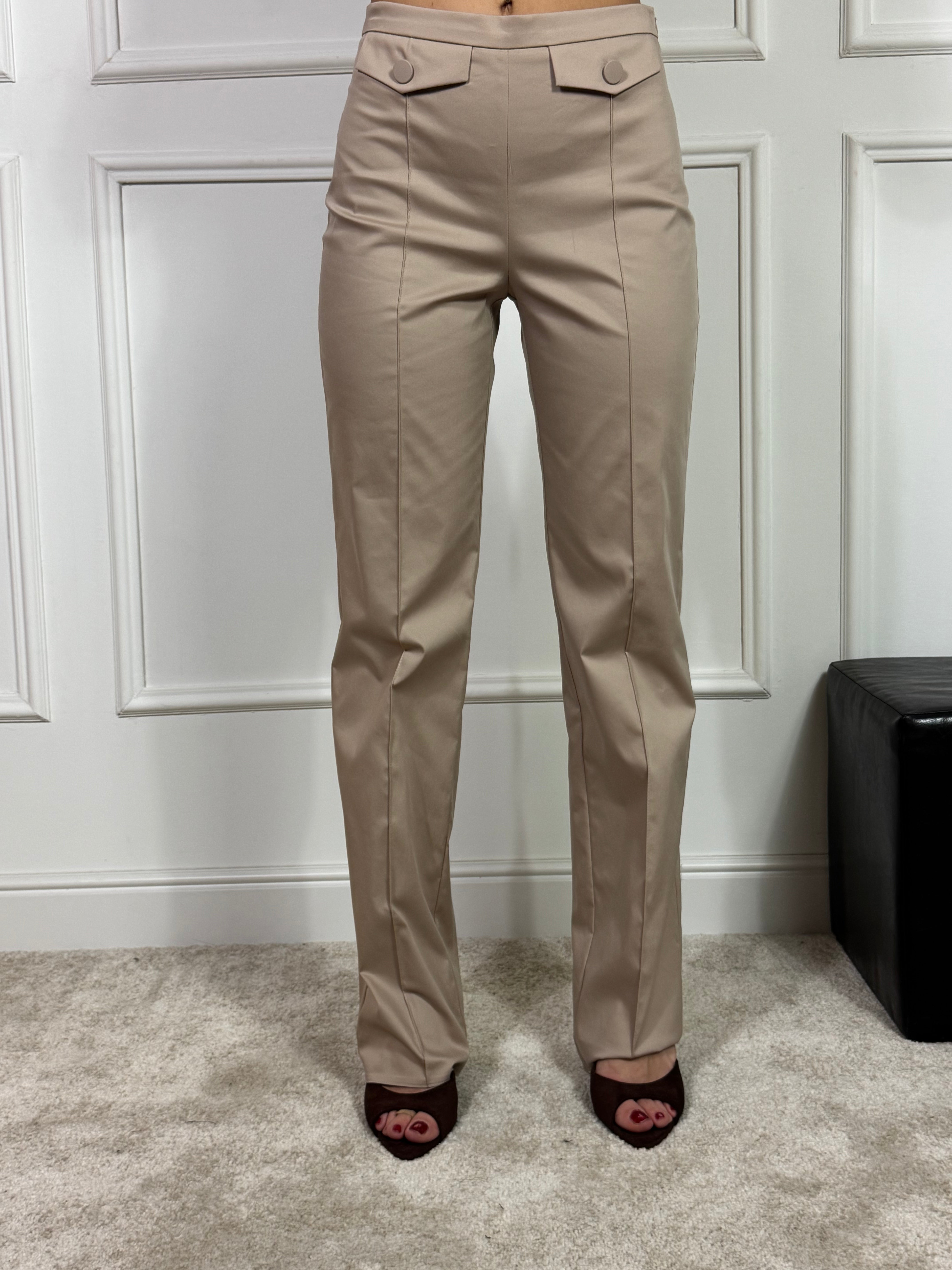 Pantalone in cotone Rinascimento straight con taschini frontali