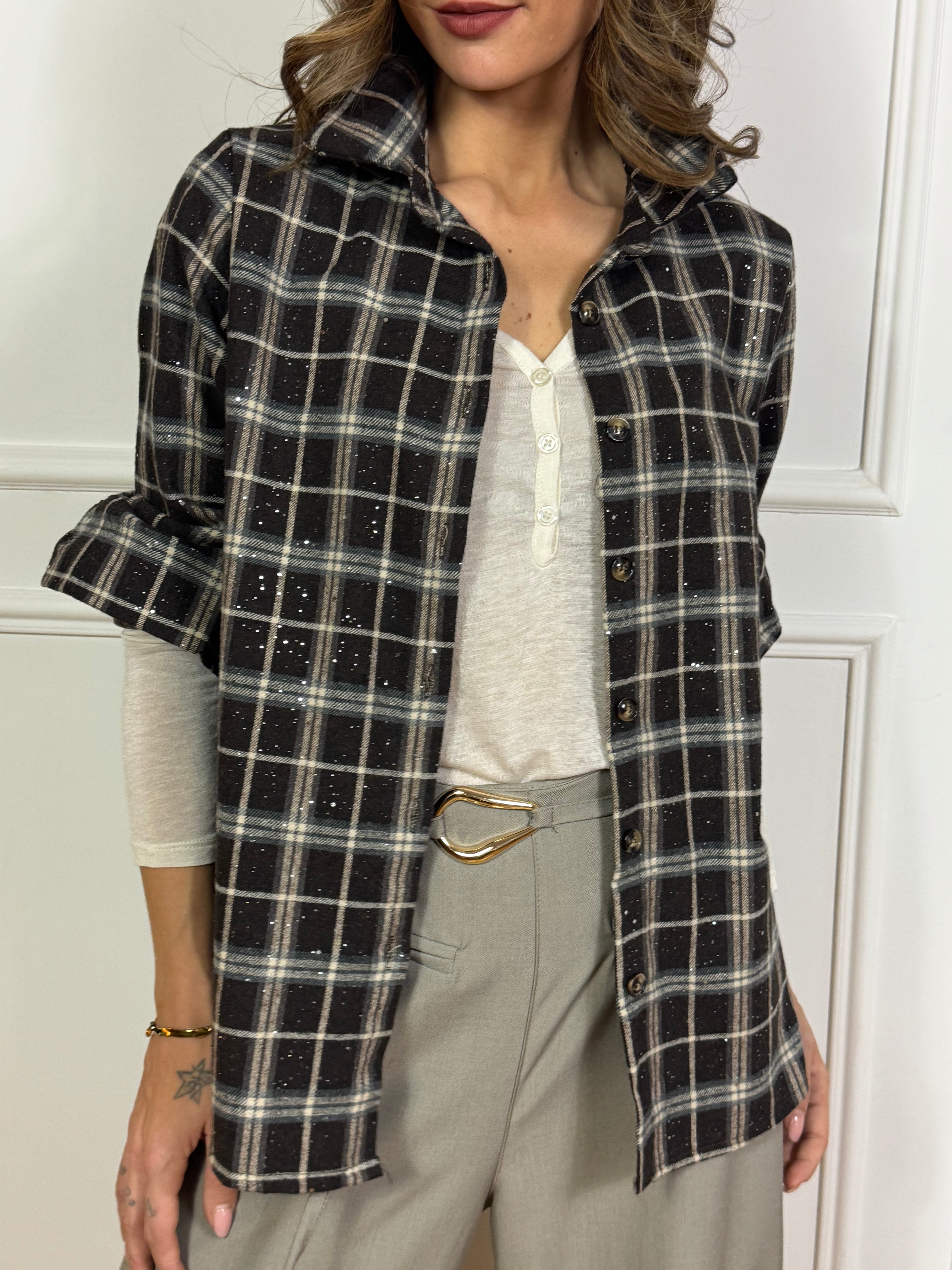 Camicia in flanella Victoria ILMH SCOZZESE CON MICRO PUNTI LUCE