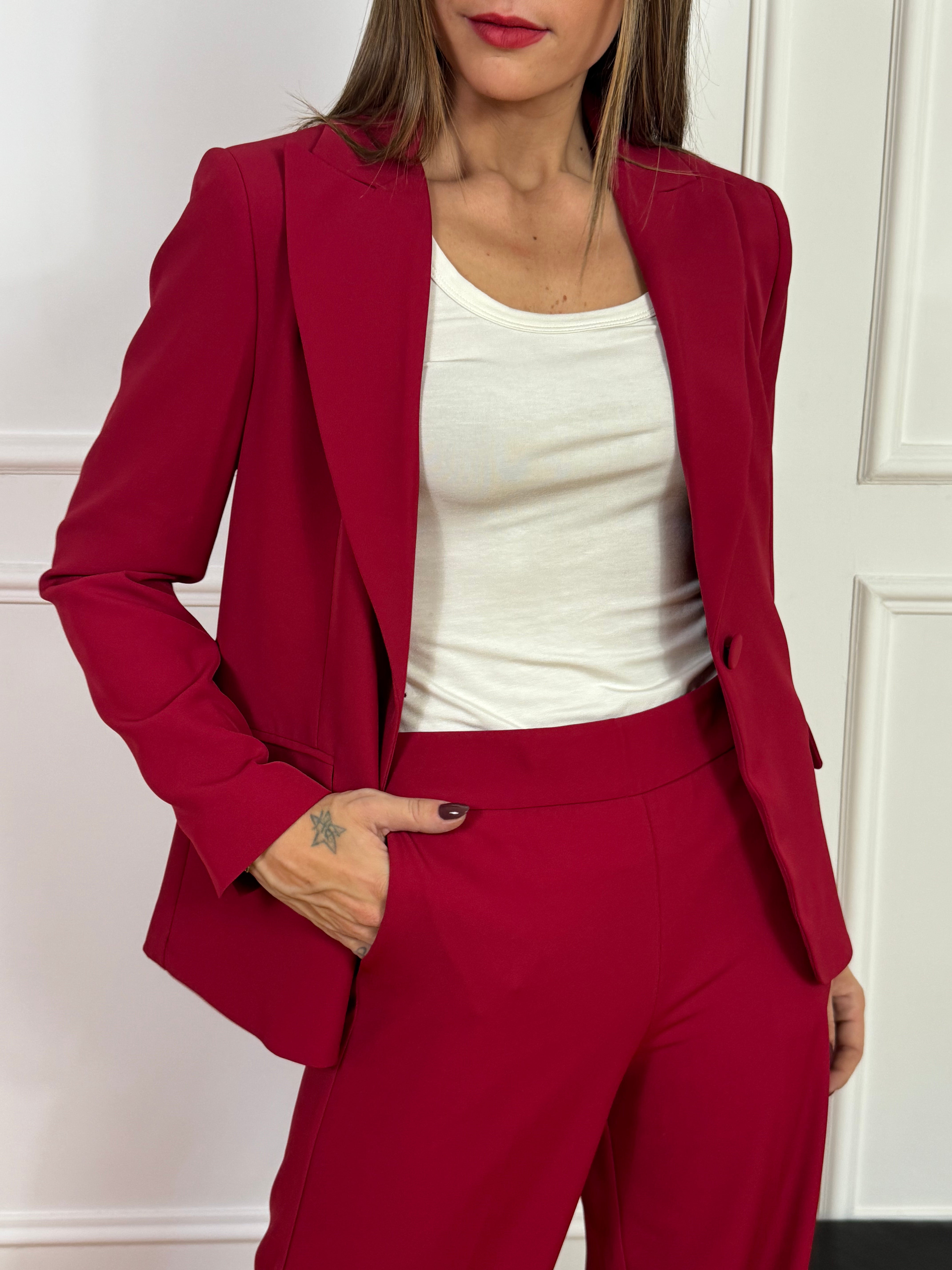 Completo tailleur Kontatto GIACCA MONOPETTO + PANTALONE WIDE