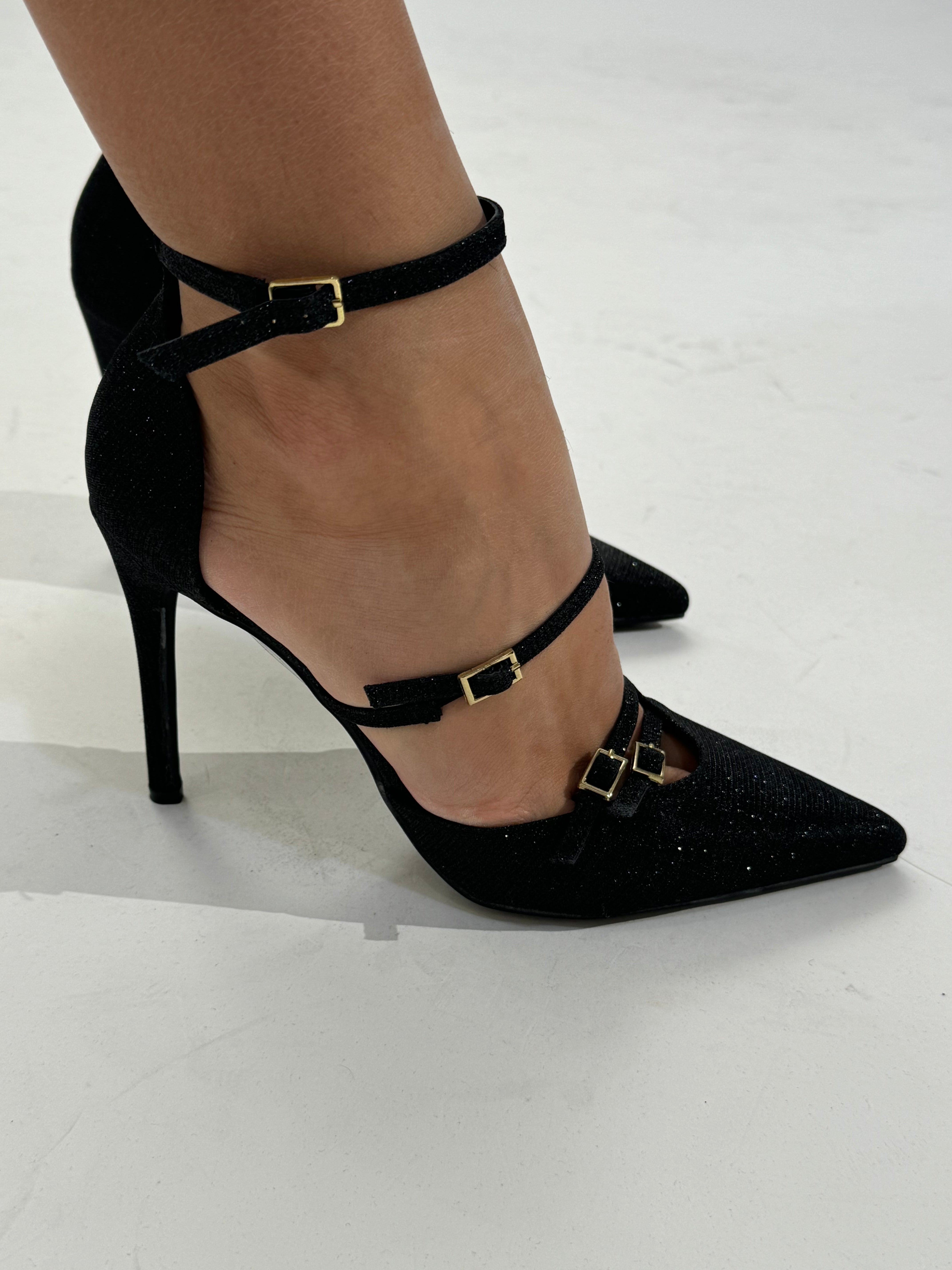Scarpa con tacco a spillo e cinturini LUREX