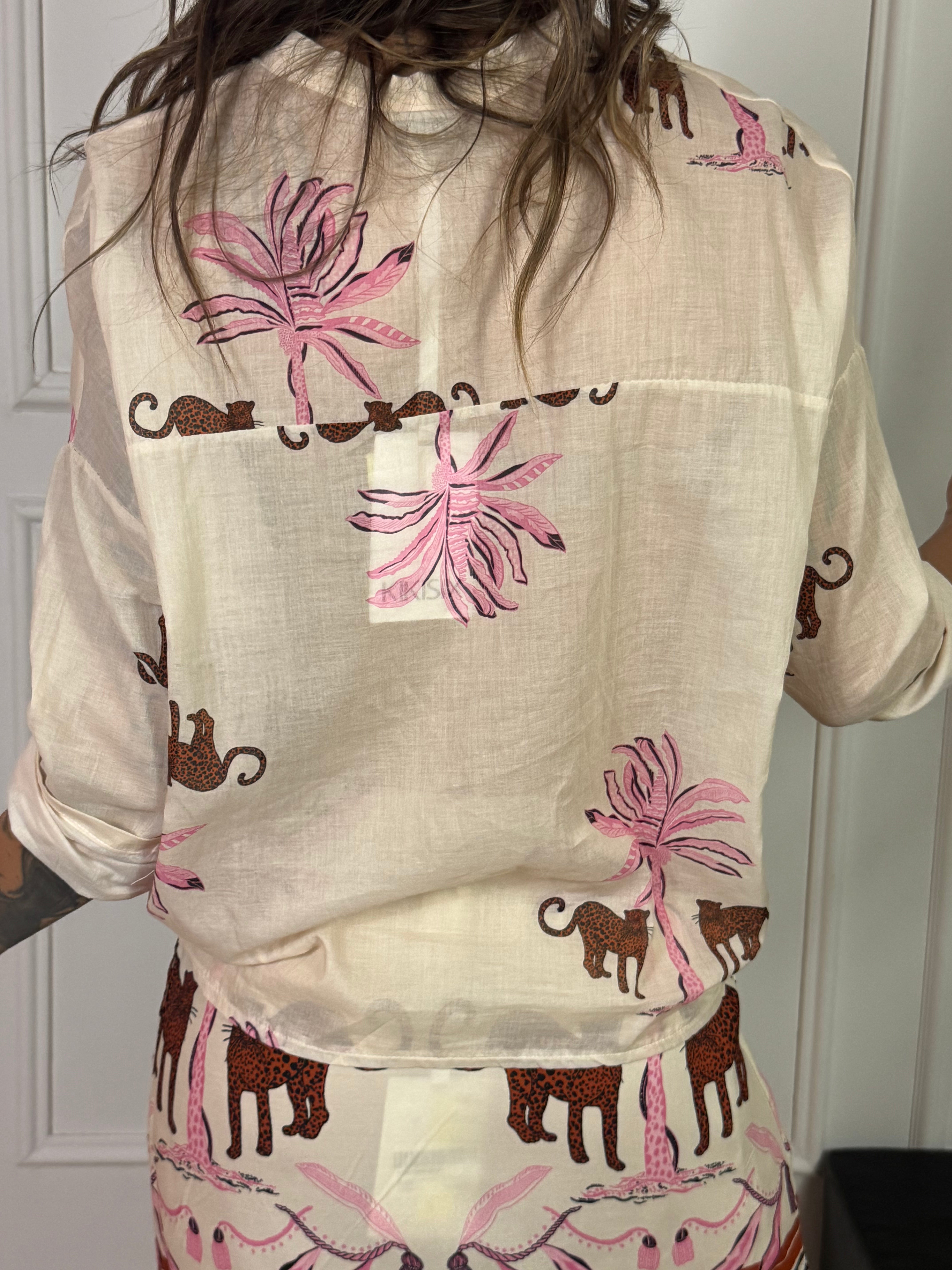 Camicia in mussola di cotone Kikisix LEOPARDI PALME