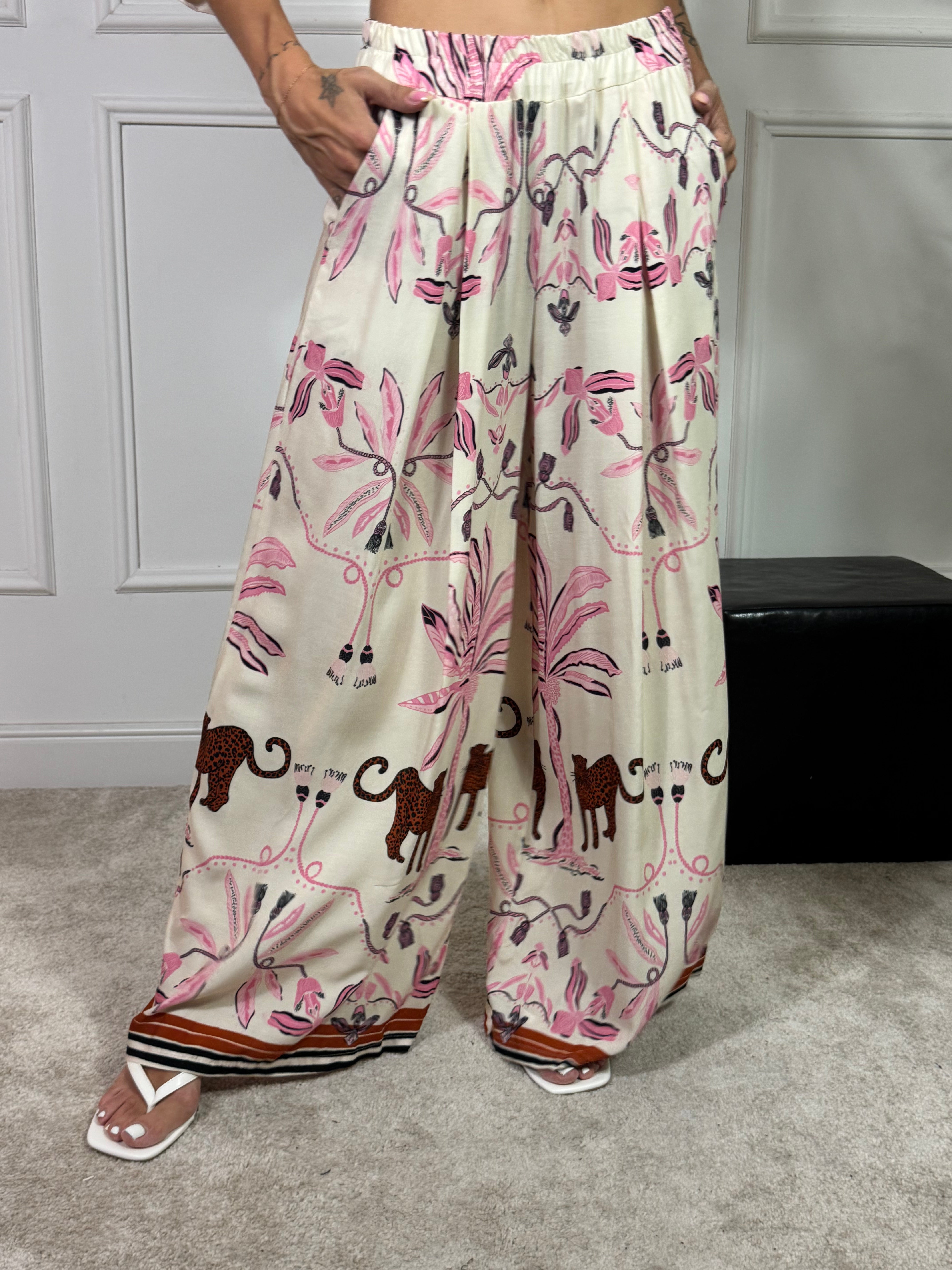 PANTALONE PALAZZO Kikisix LEOPARDI PALME